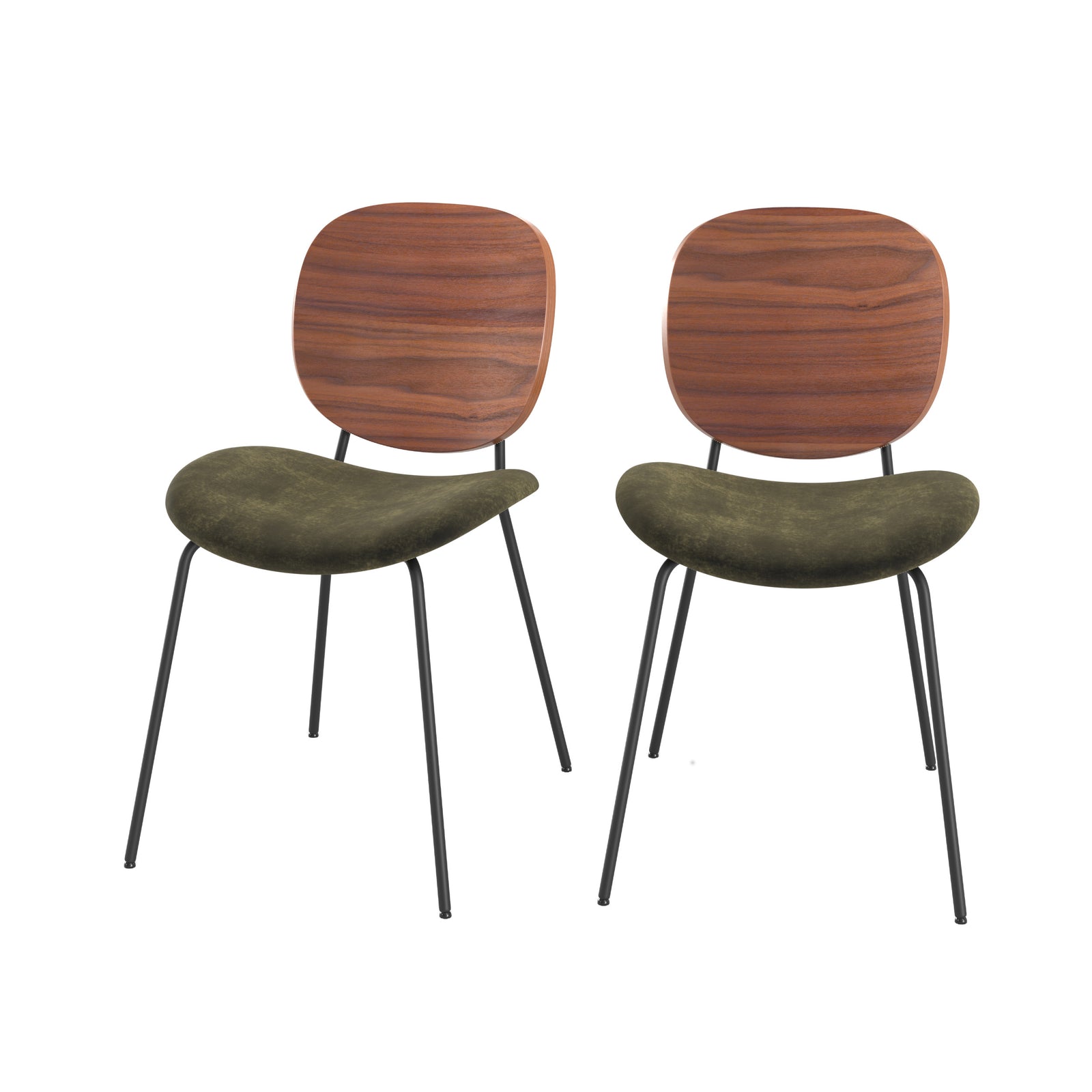 chaise simone velours vert kaki lot 2