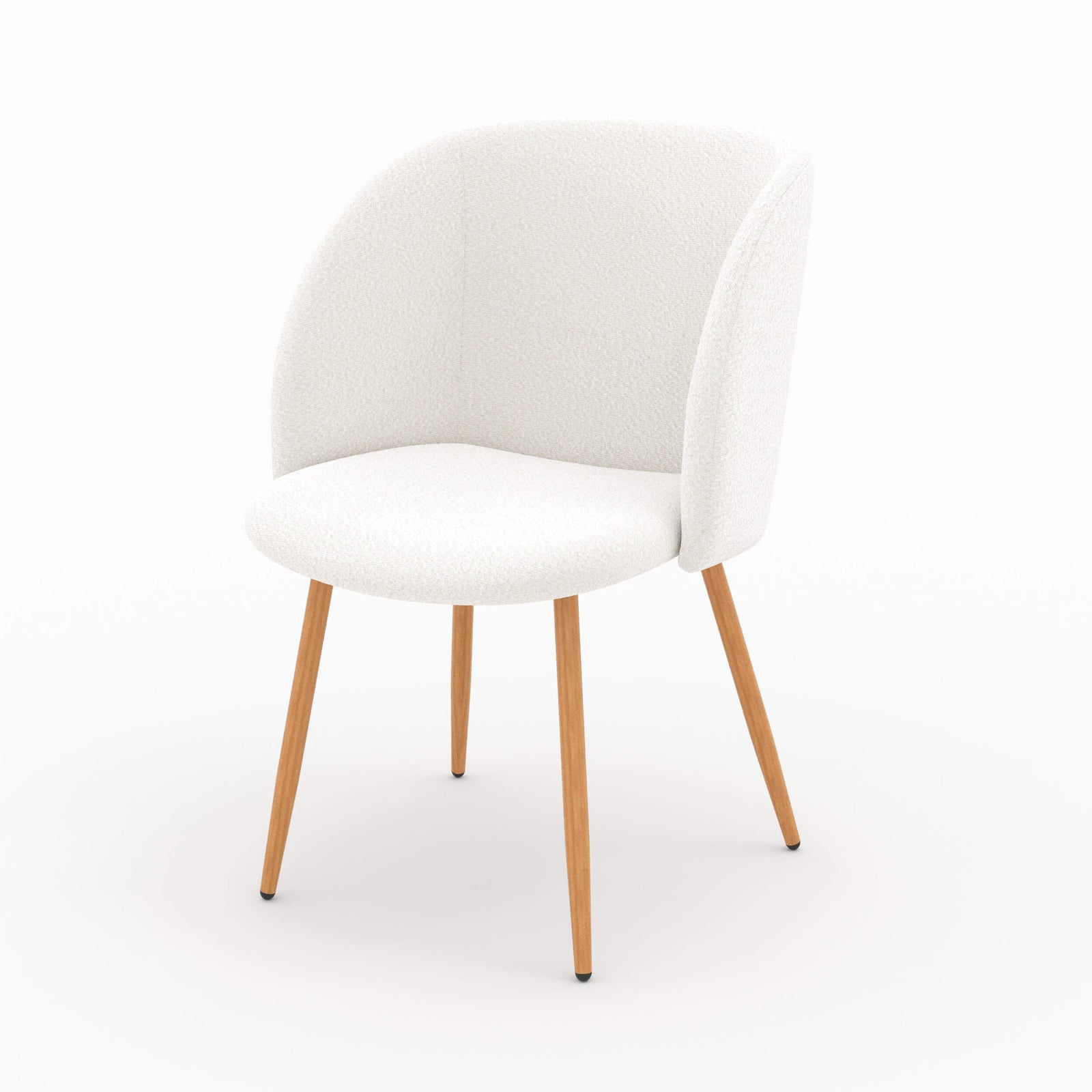 chaise swan en tissu boucle blanc beige pieds bois lot de 2