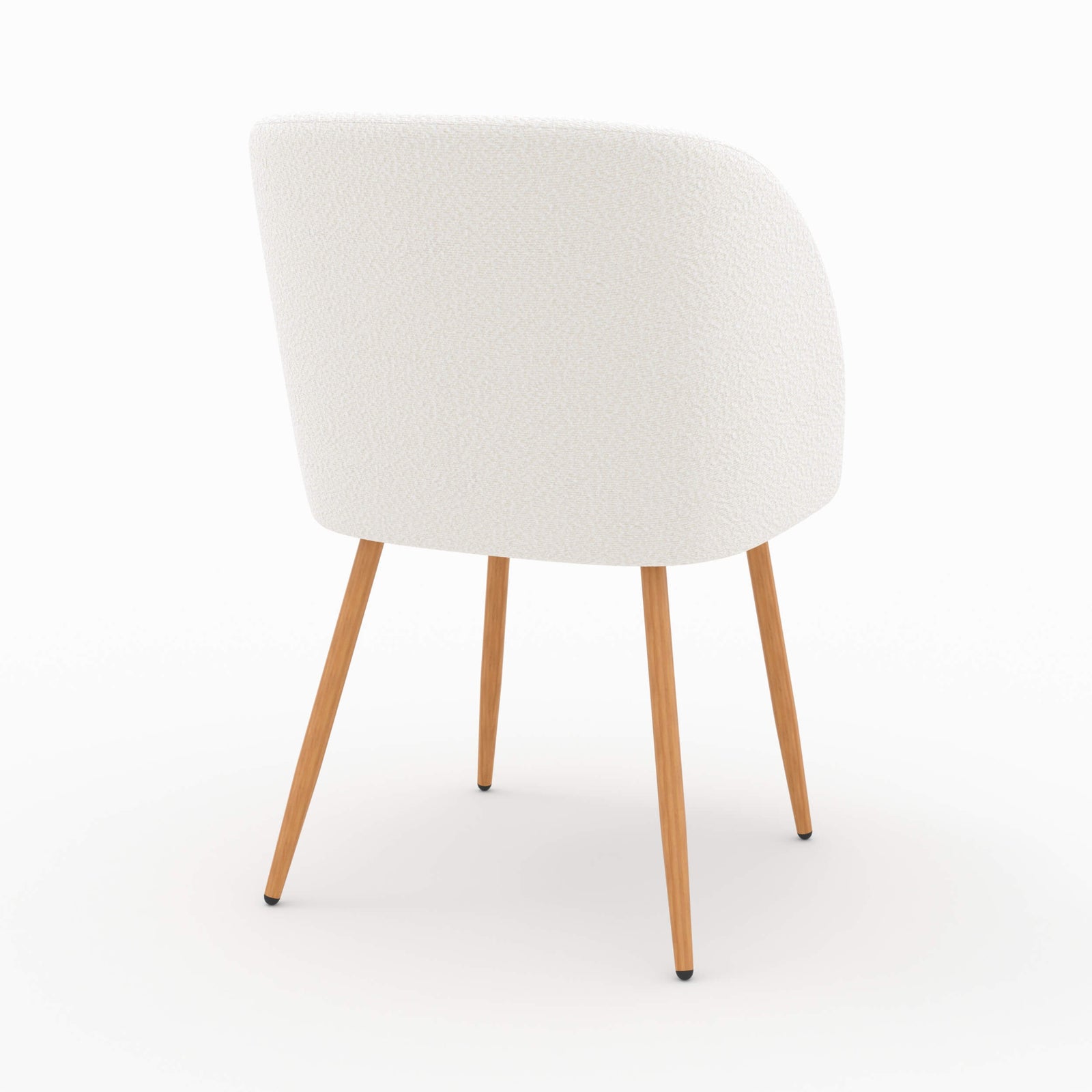 chaise swan tissu boucle blanc beige pieds bois lot de 2