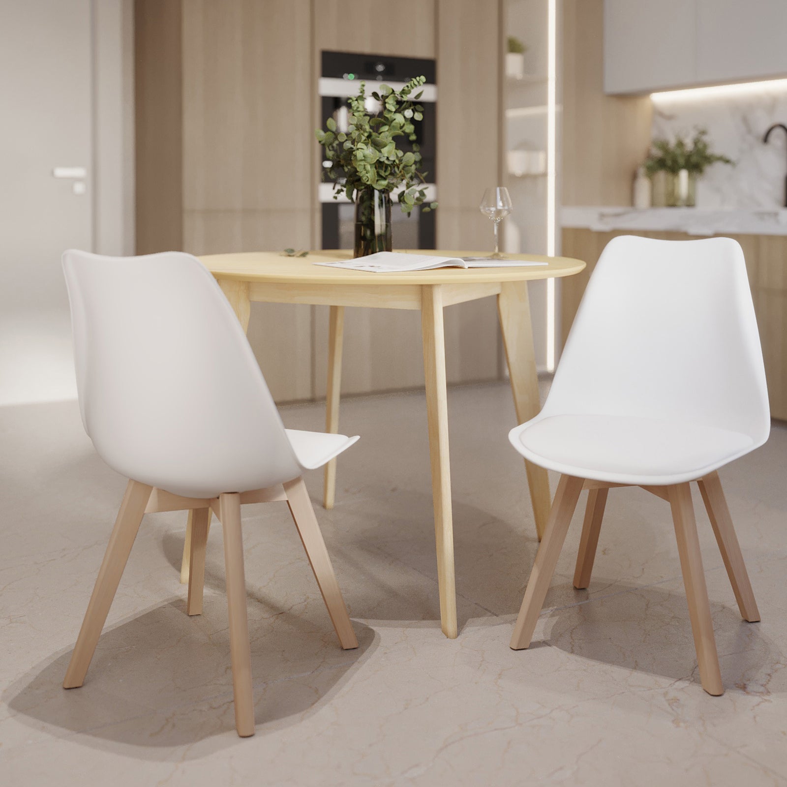 chaise synthetique palstique bois skandi blanche lot de 2