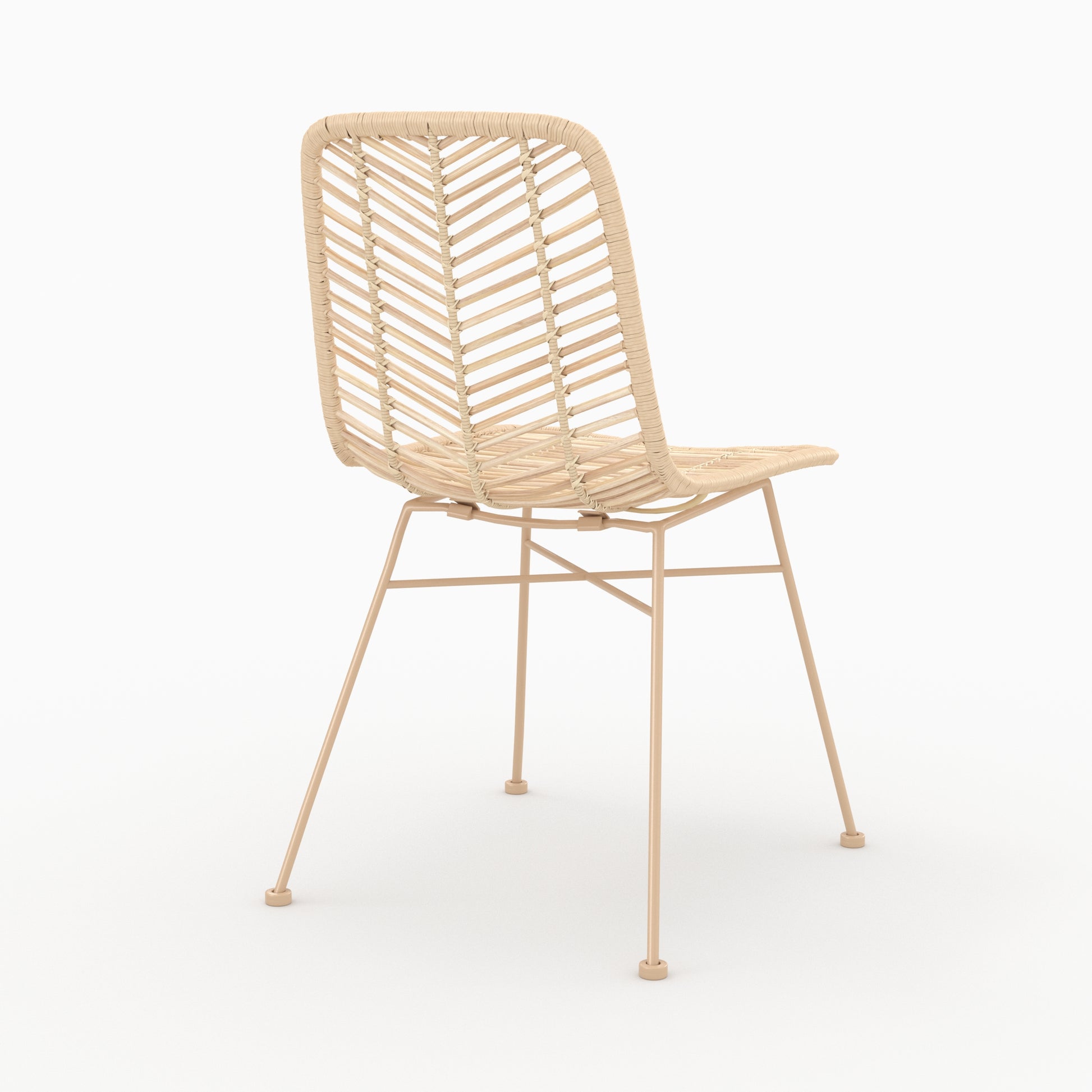 chaise tamara en rotin naturel et pieds beiges lot 2
