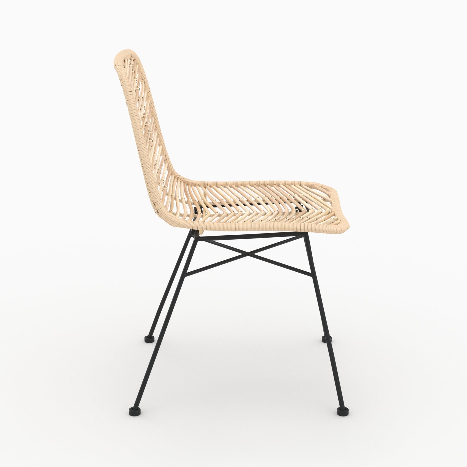 chaise tamara rotin naturel pieds noirs lot de 2