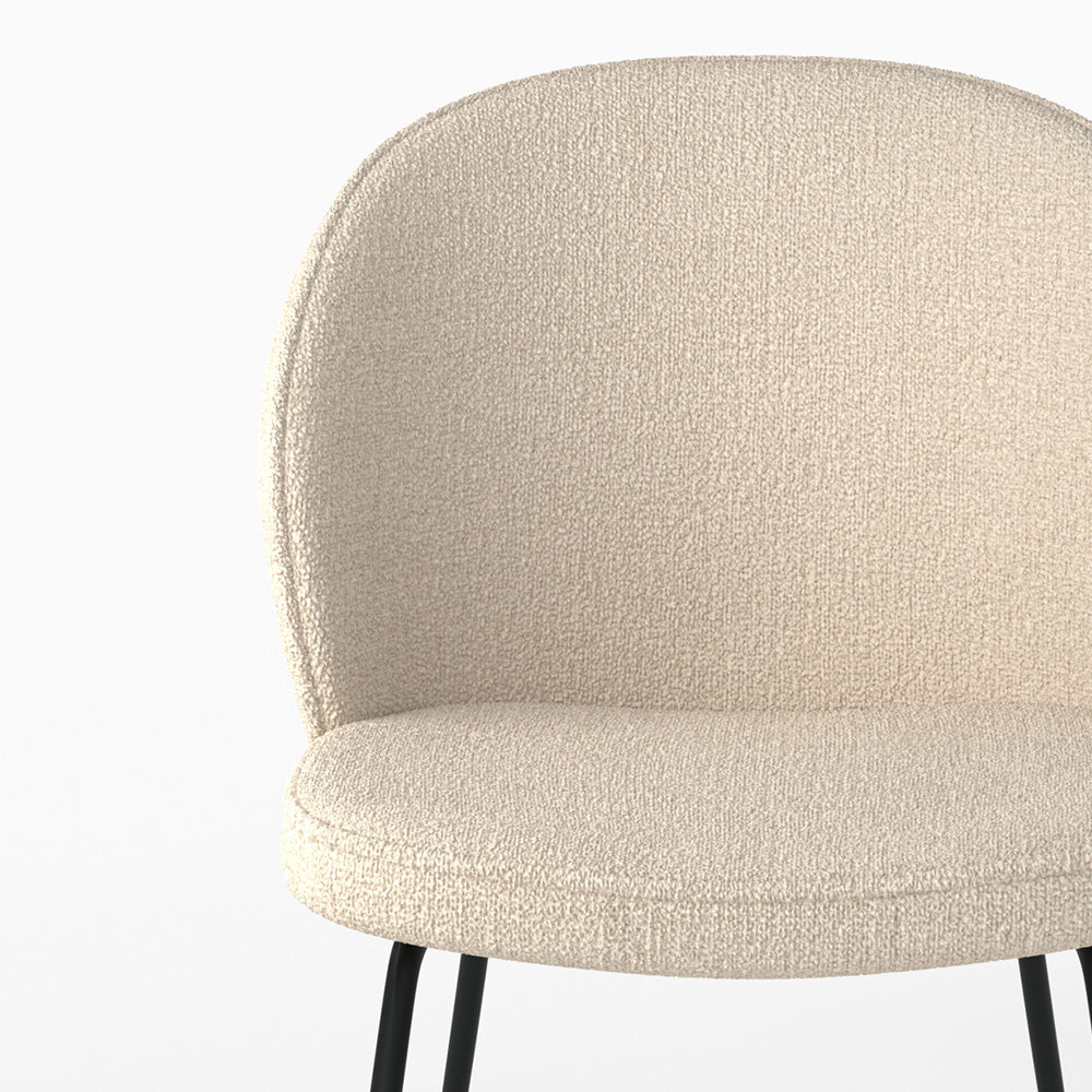 chaise tissu boucle beige pieds noirs groom