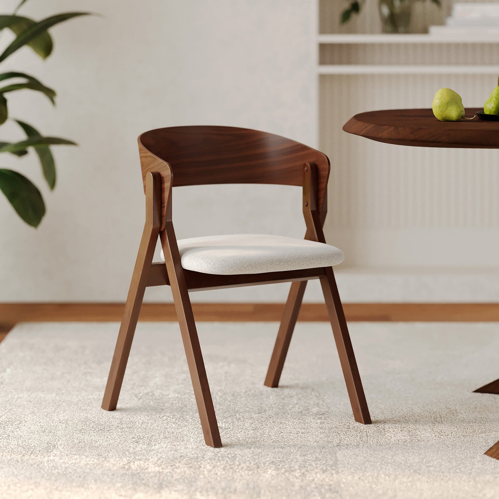 chaise tissu gris et bois fonce heloise