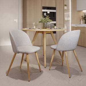 chaise tissu taupe gris chine clair pieds bois lot de 2 cozy