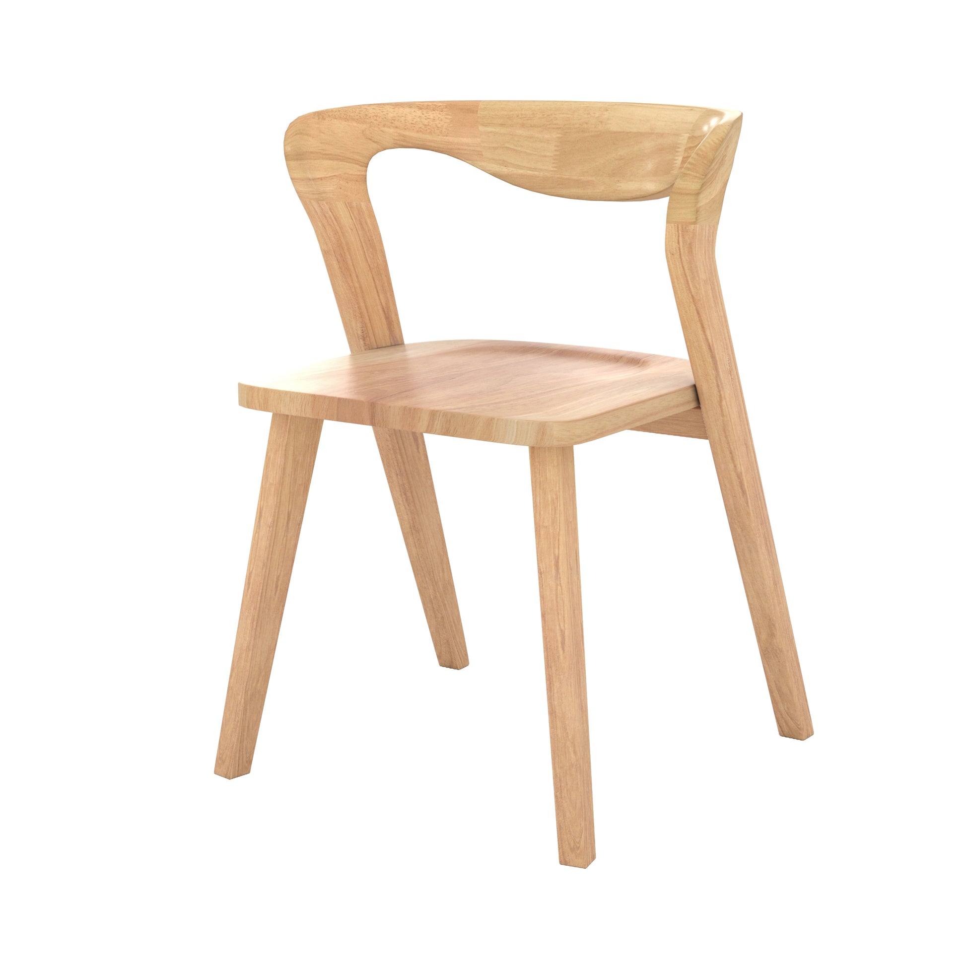 chaise vega en bois d hevea clair dossier asymetrique fond blanc