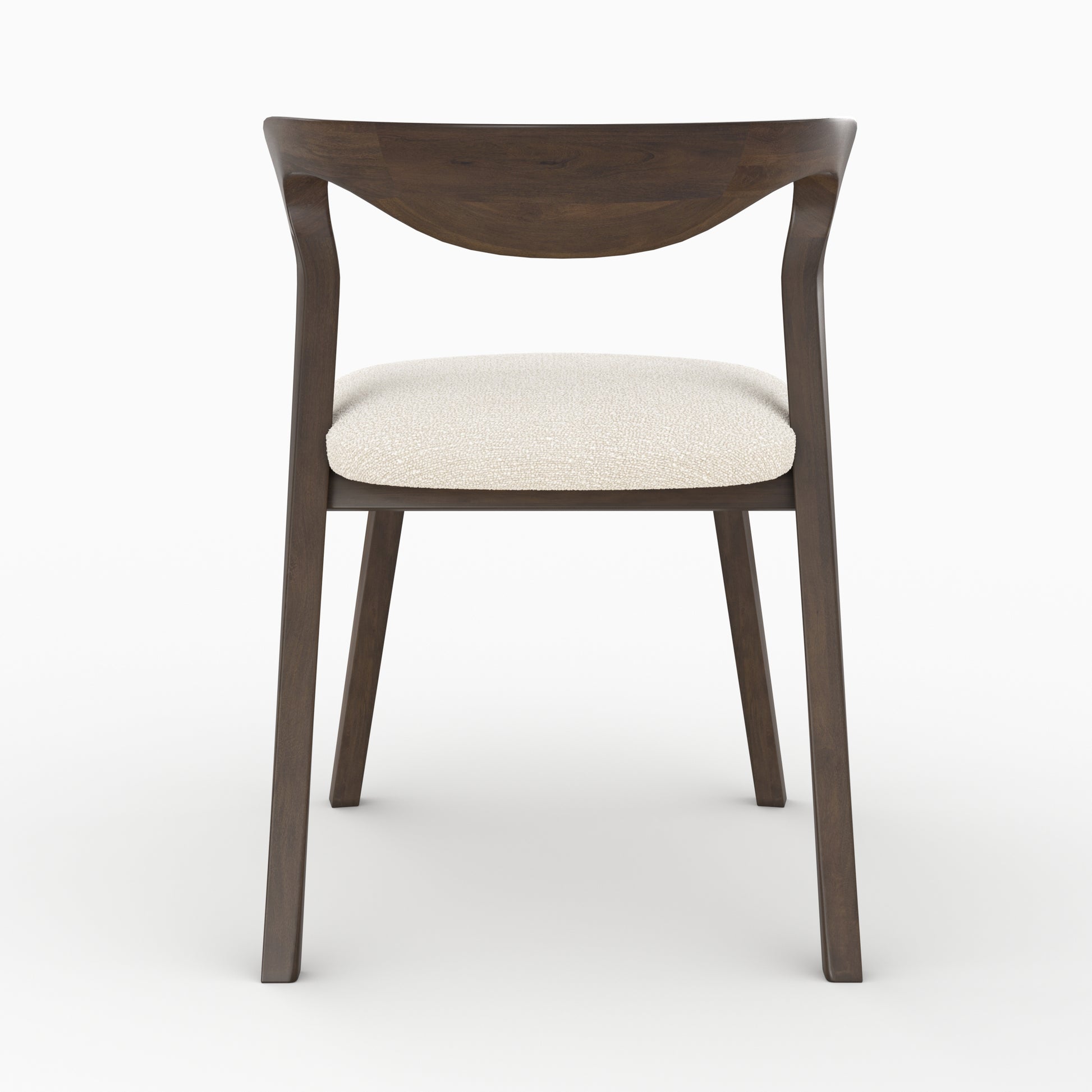 chaise vega en bois d hevea fonce tissu boucle creme