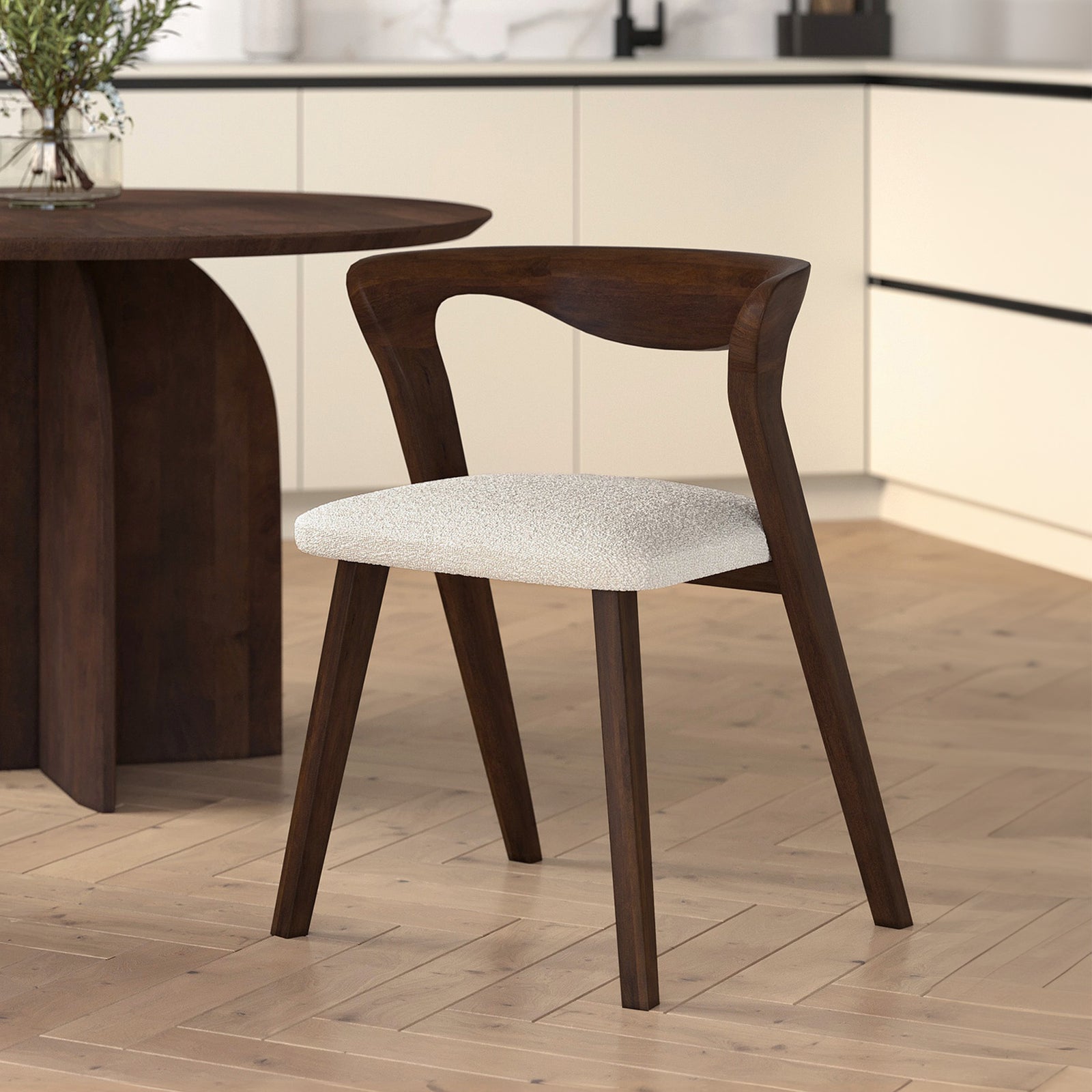 chaise vega en bois et tissu beige