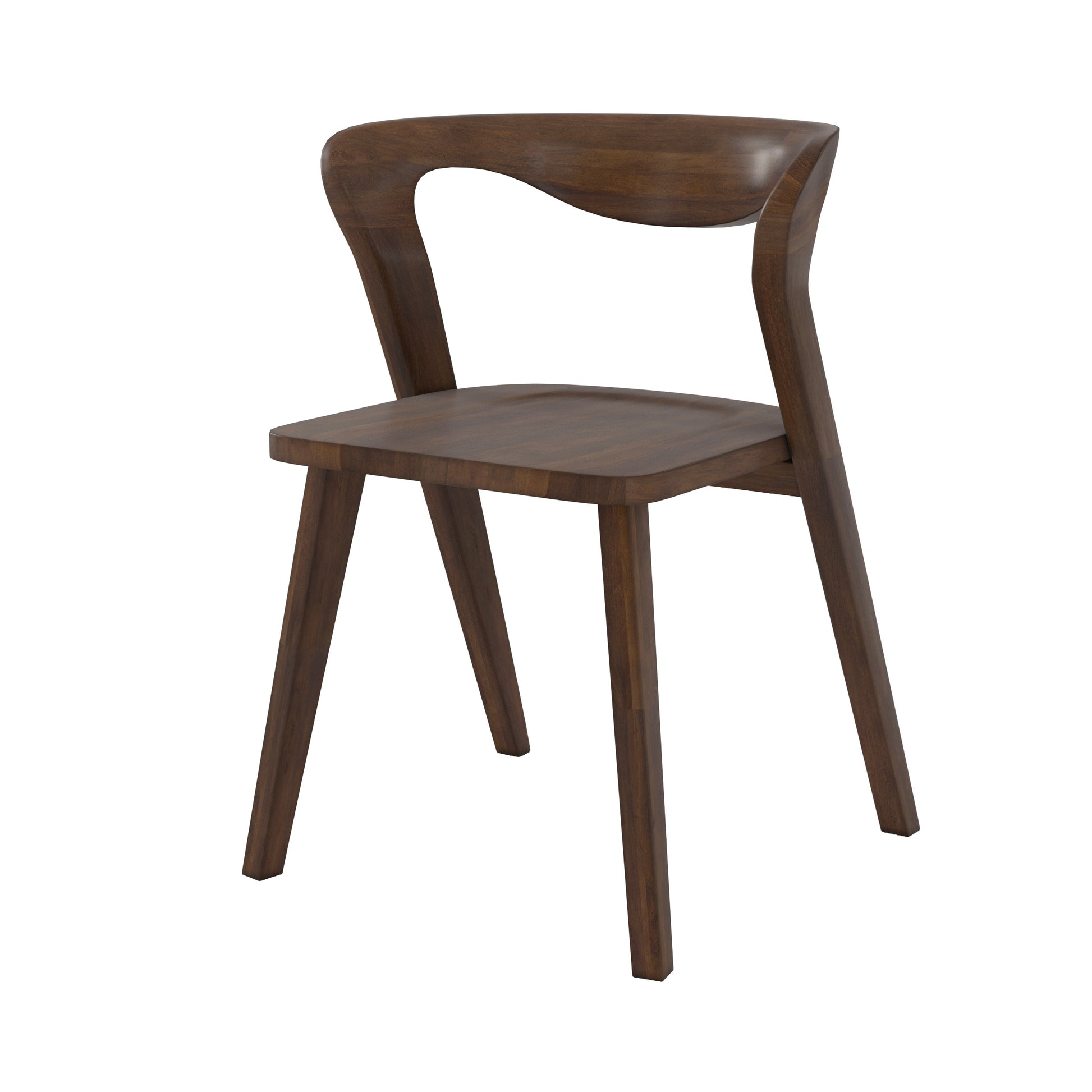 chaise vega en bois hevea fonce dossier asymetrique fond blanc