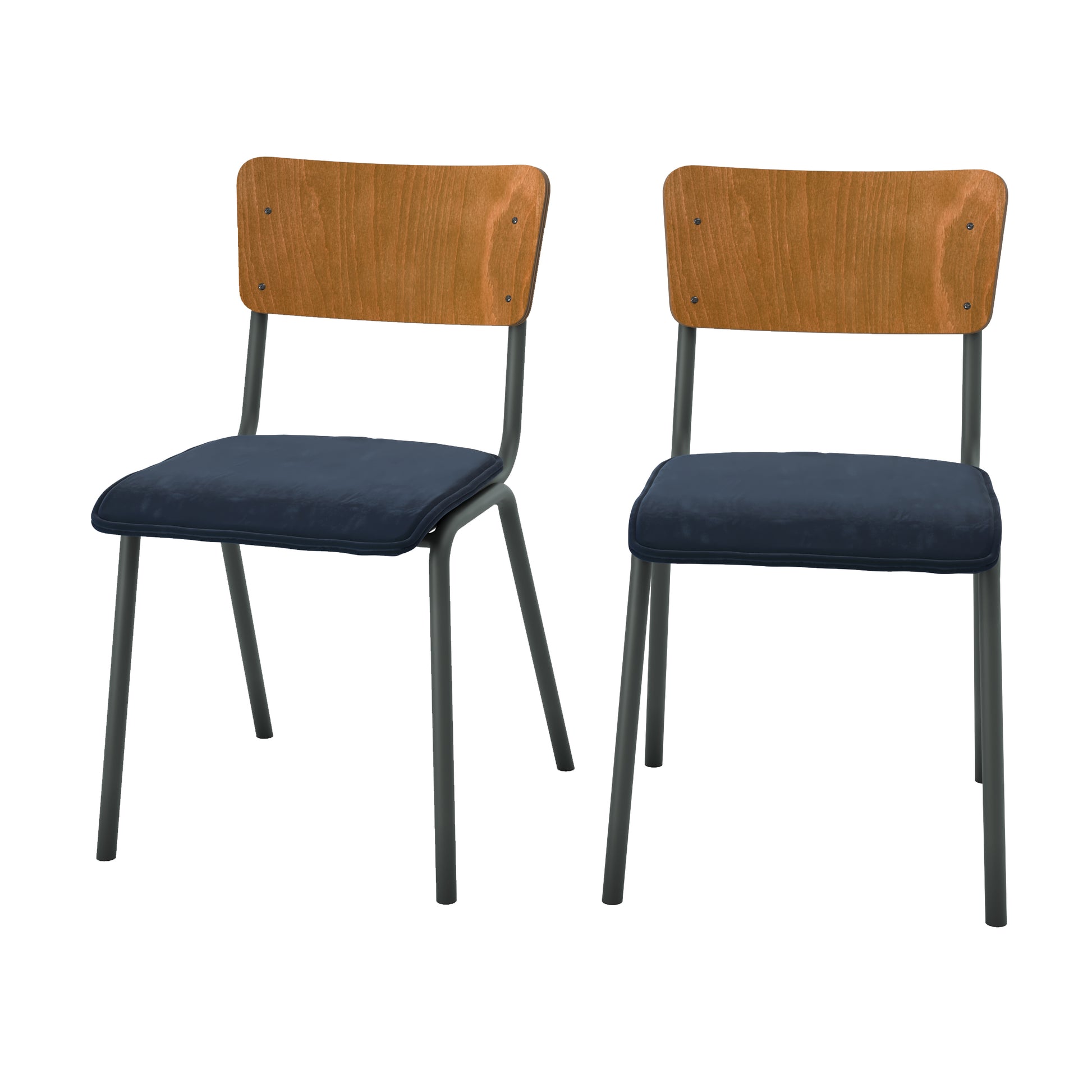 chaise velours bleu nico lot de 2 rendez vous deco