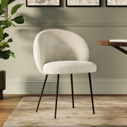 Silla Bloomy de terciopelo beige y metal negro