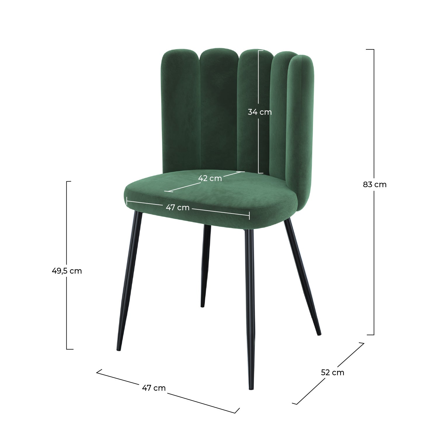 Chaise Rosy en velours vert (lot de 2)