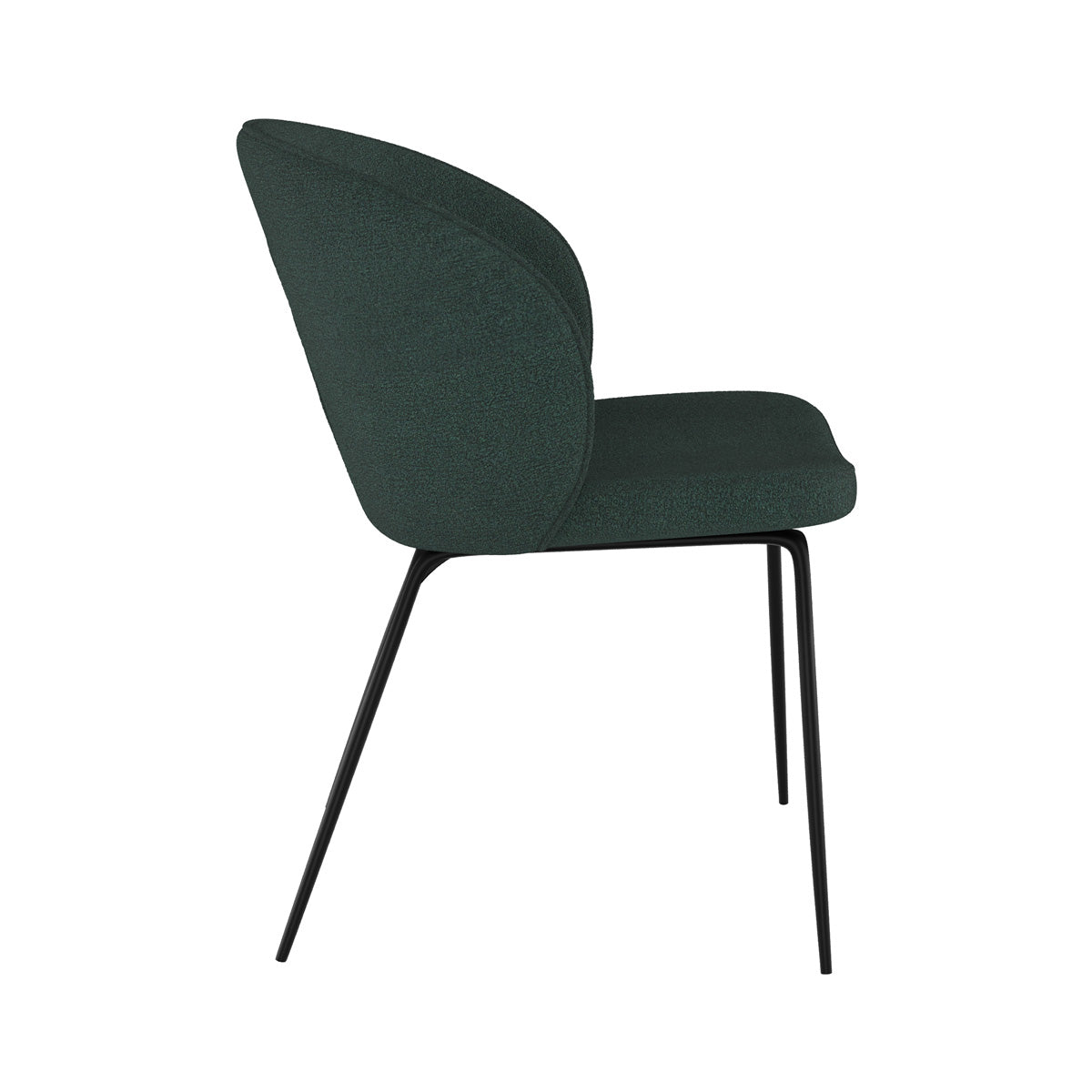 chaise verte pieds metal noir tissu bouclette groom