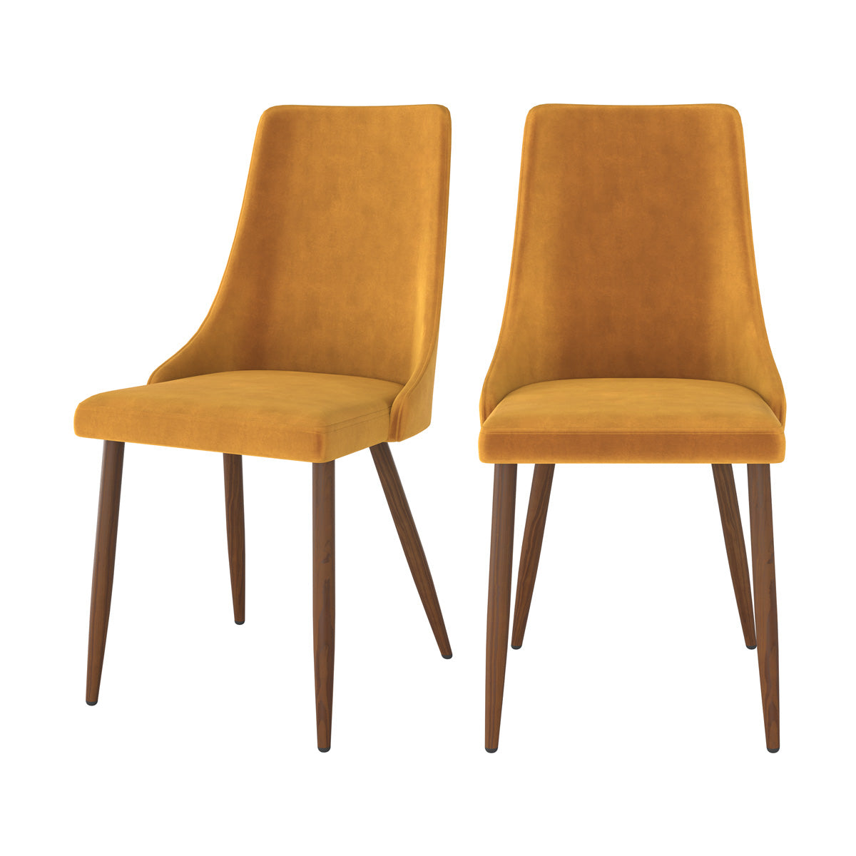 chaise vinni en velours jaune et pieds metal