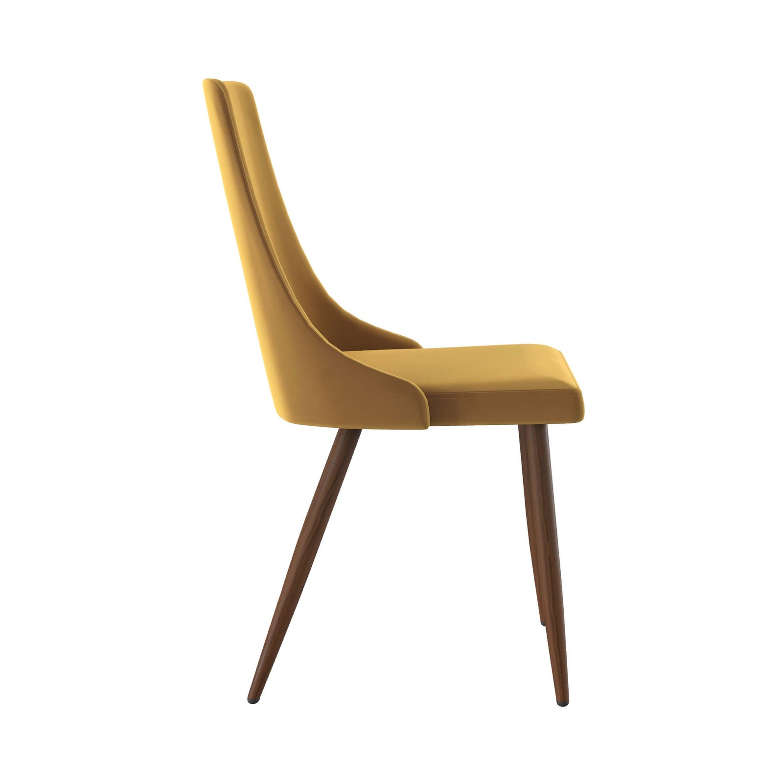 chaise vinni en velours jaune moutarde pieds immitation bois lot de 2