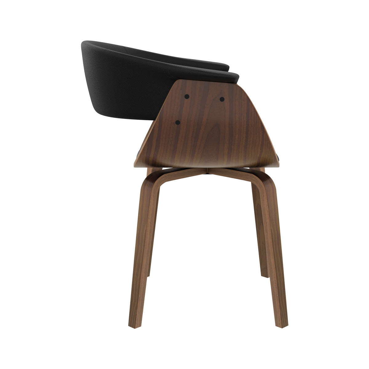 chaise vintage basile en cuir synthetique noir et bois