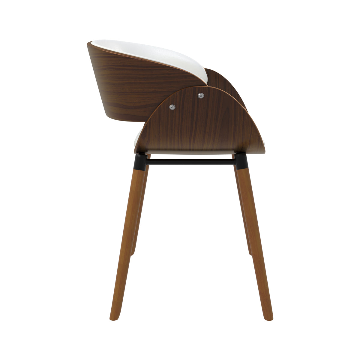 chaise vintage en cuir synthetique blanc et bois polo