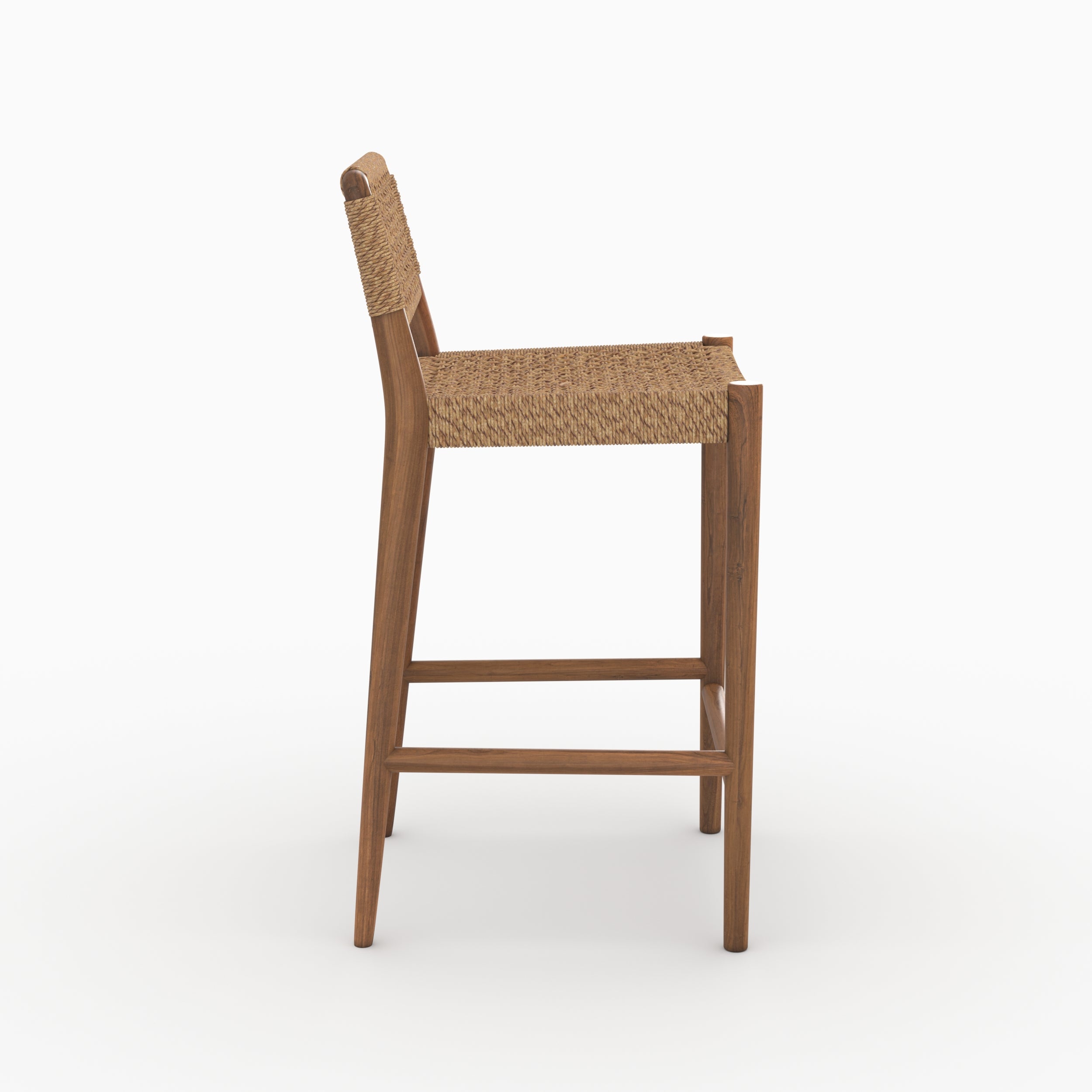 Chaise pour îlot central 65 cm Yaba en teck vernis et tissage synthétique