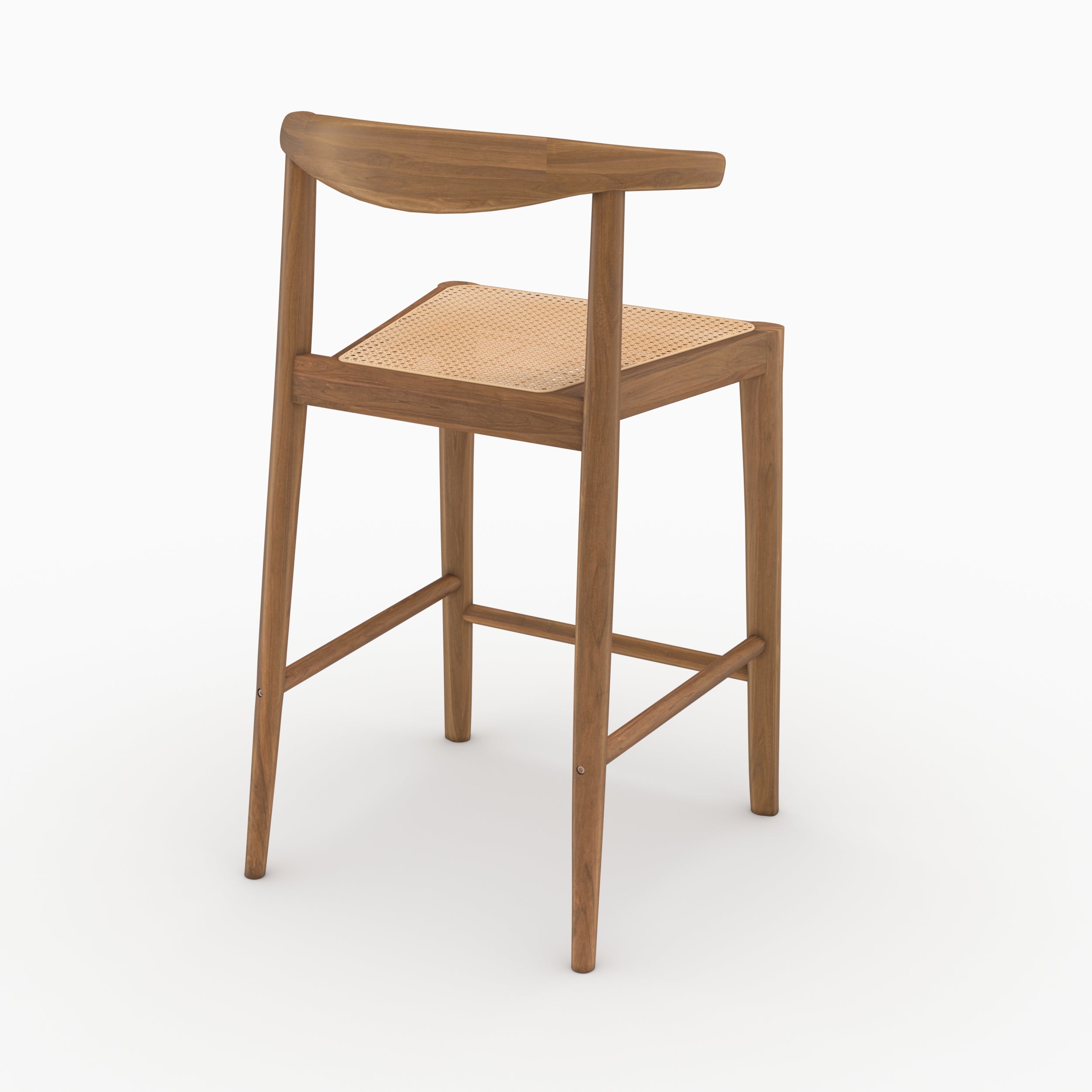 Lot de 2 chaises pour îlot central 64 cm Alia en bois de teck vernis et cannage