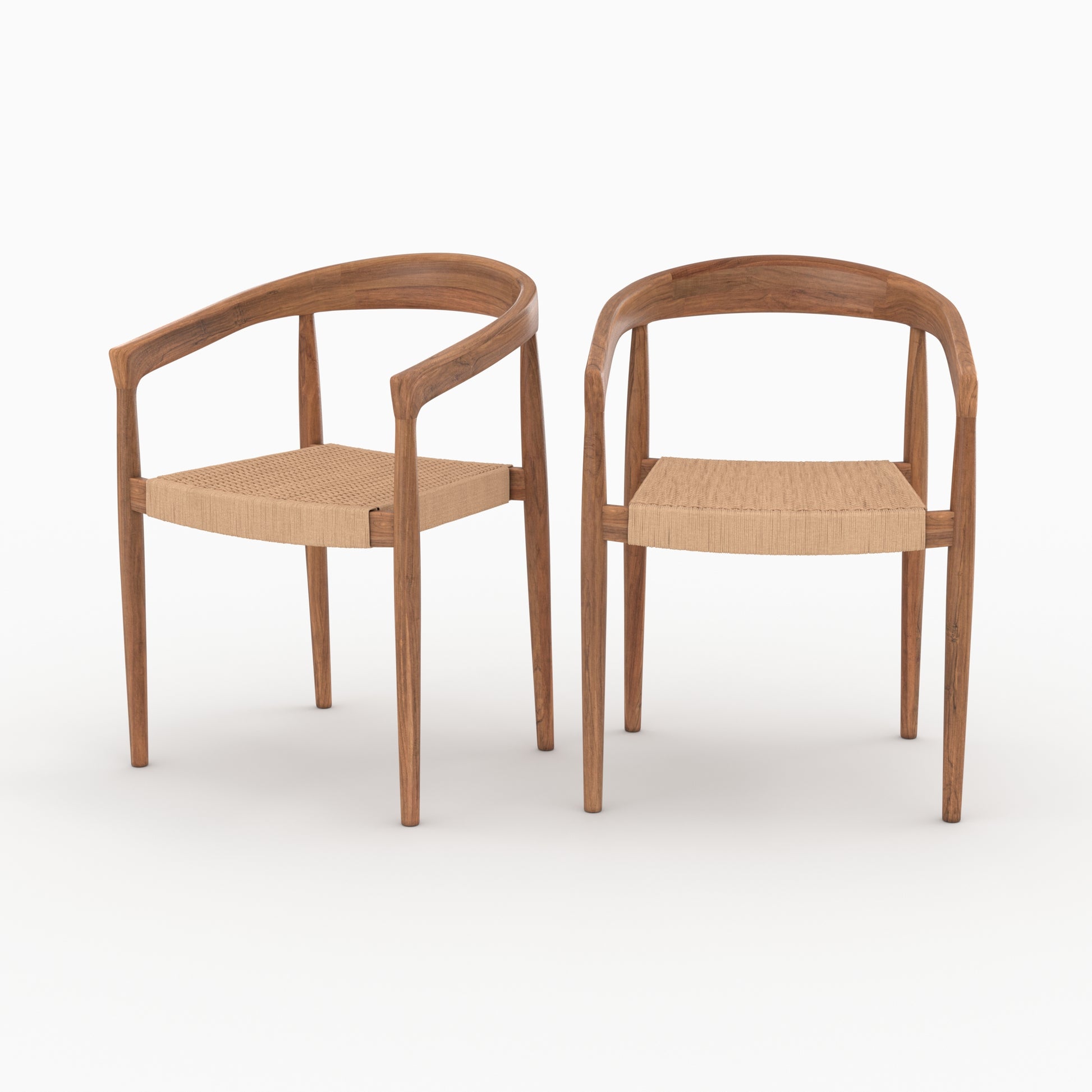 chaises bali en bois de teck et corde synthetique lot 2