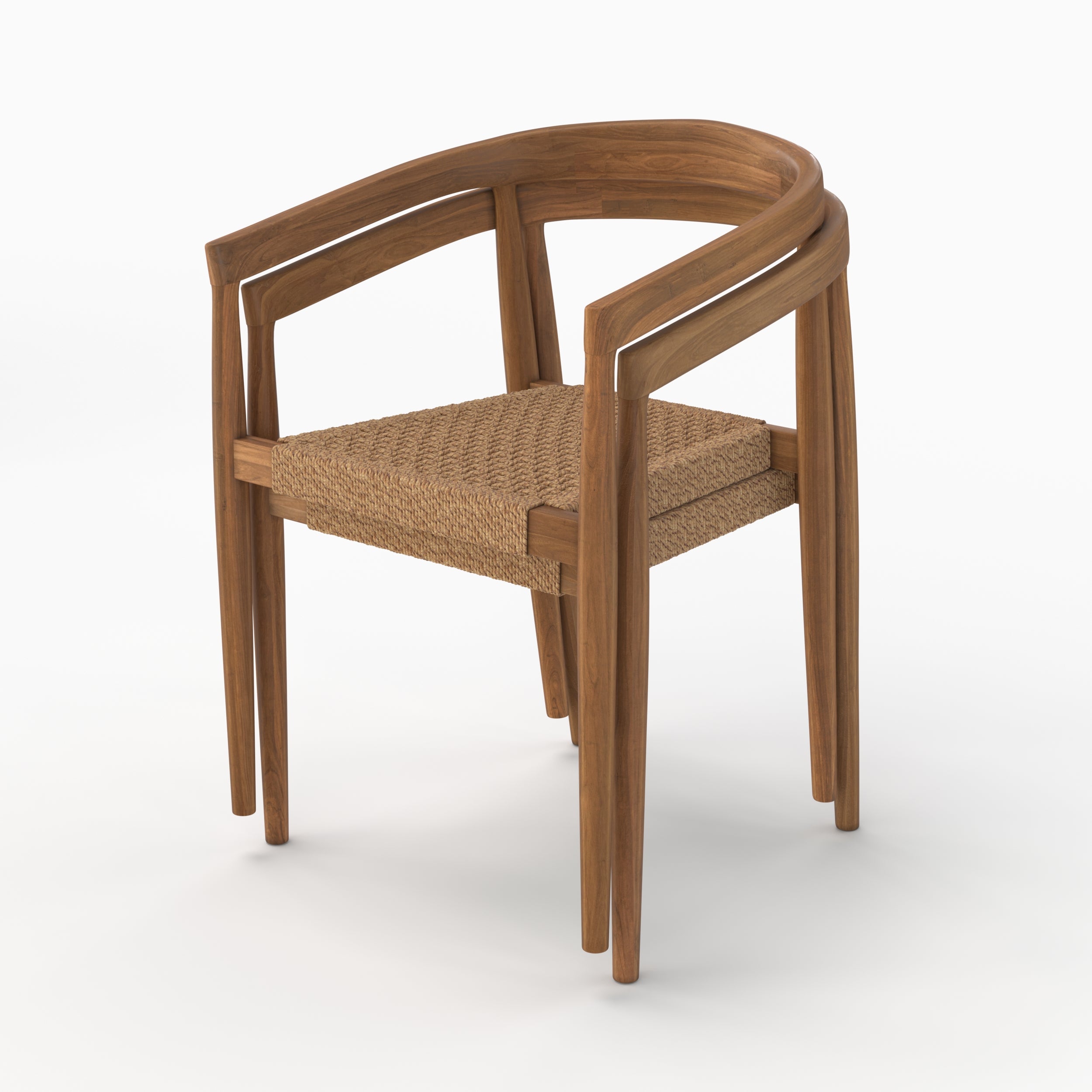 Lot de 2 chaises Bali en bois de teck vernis et tissage synthétique