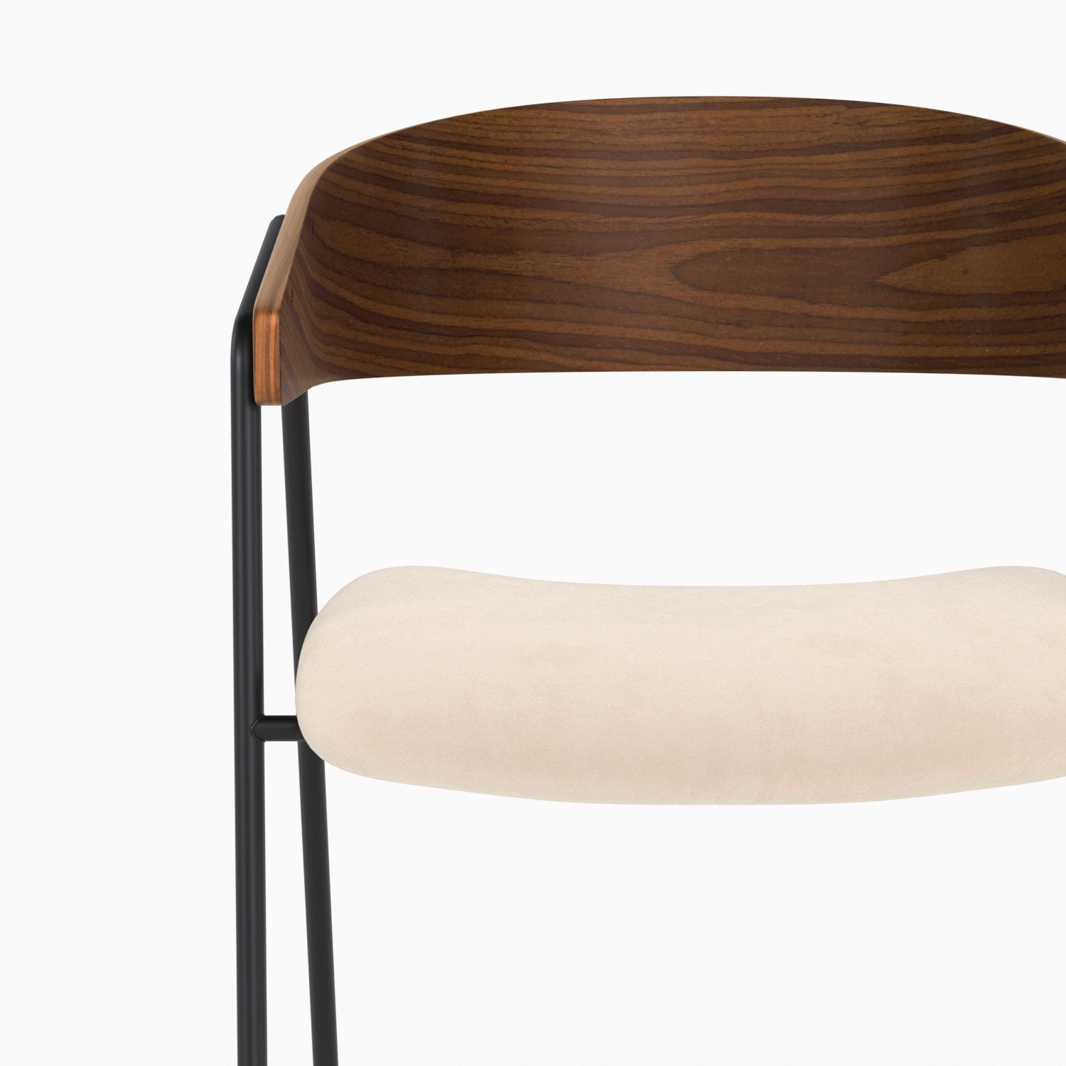 Lot de 2 chaises Esmée en velours blanc cassé et bois de noyer