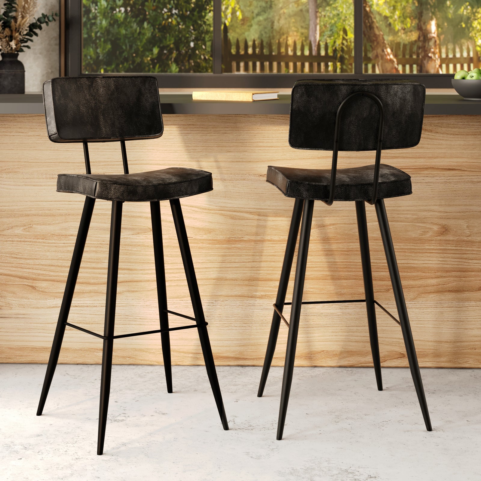 chaises de bar texas grise noire 75