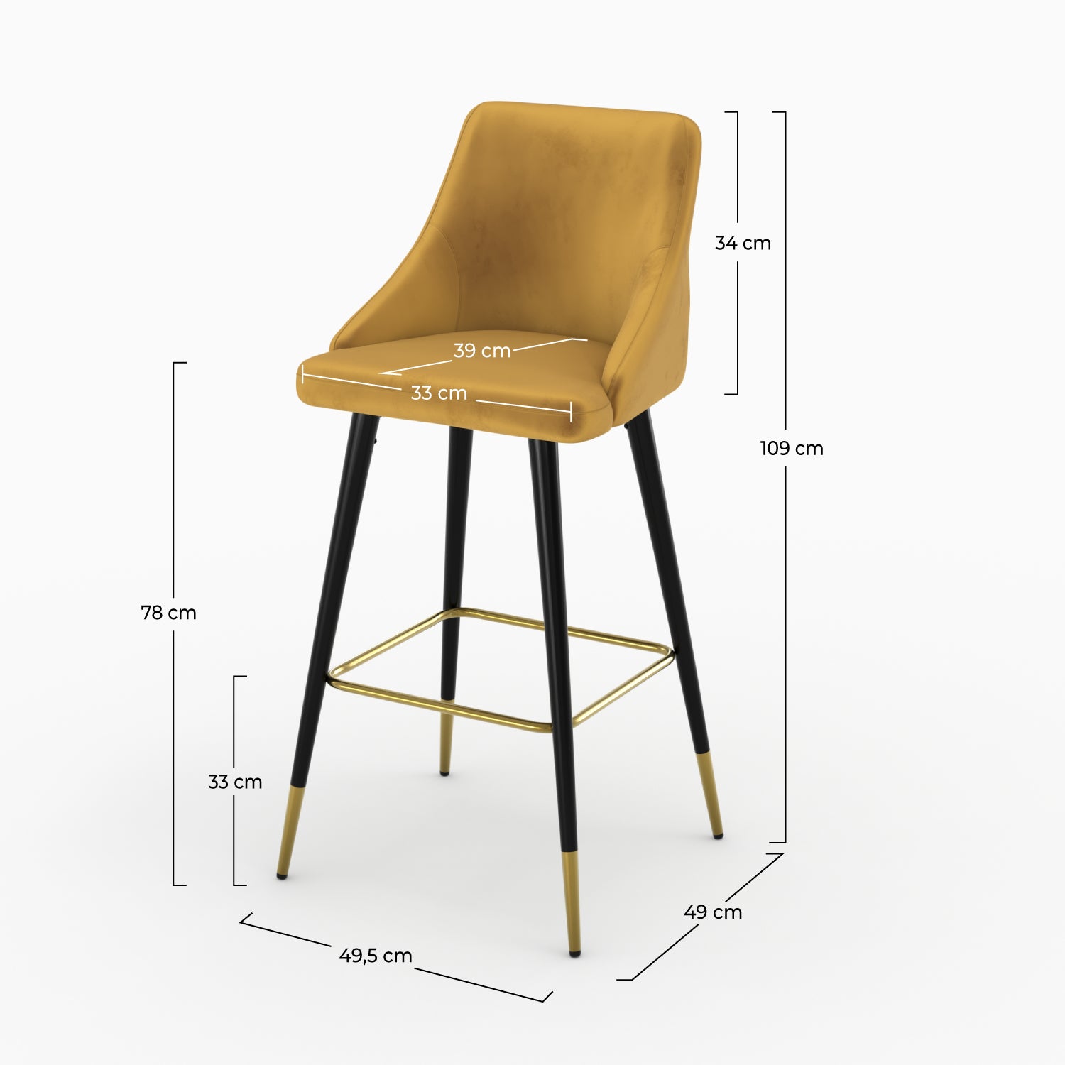 chaises de bar velours jaune curry aristote 77