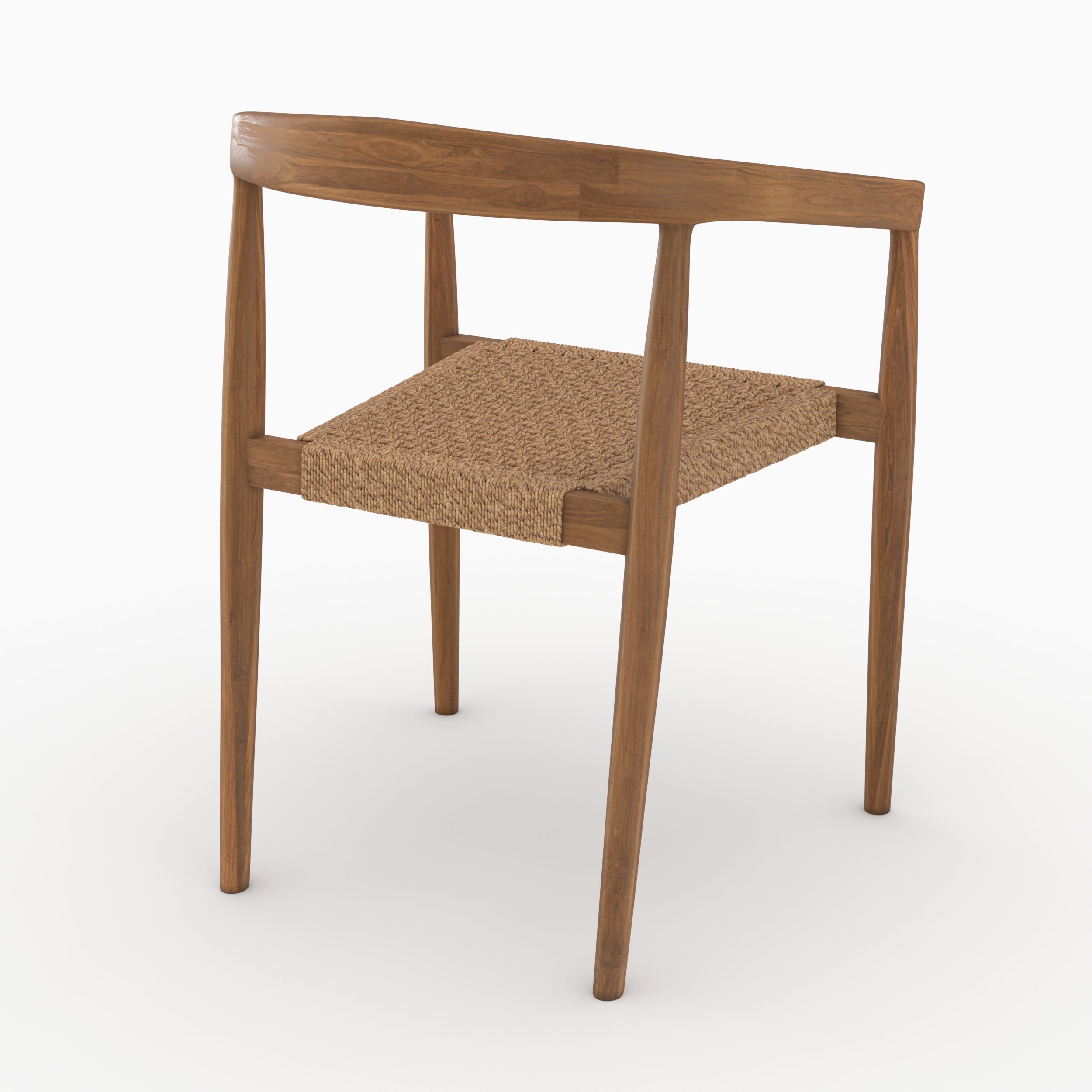 Lot de 2 chaises Bali en bois de teck vernis et tissage synthétique