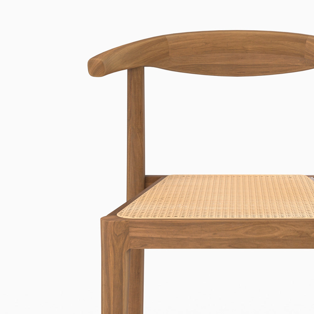 Lot de 2 chaises pour îlot central 64 cm Alia en bois de teck vernis et cannage