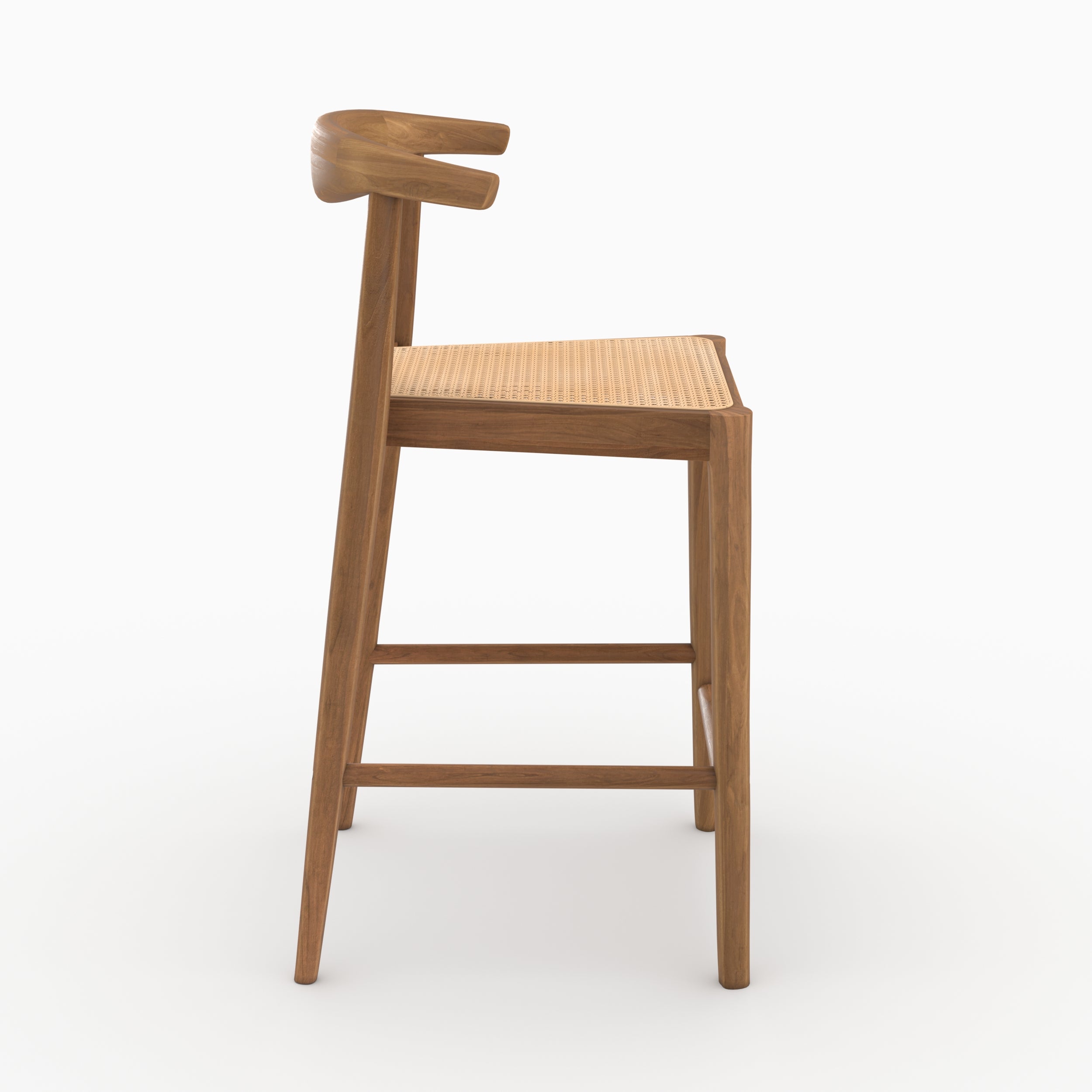 Lot de 2 chaises pour îlot central 64 cm Alia en bois de teck vernis et cannage