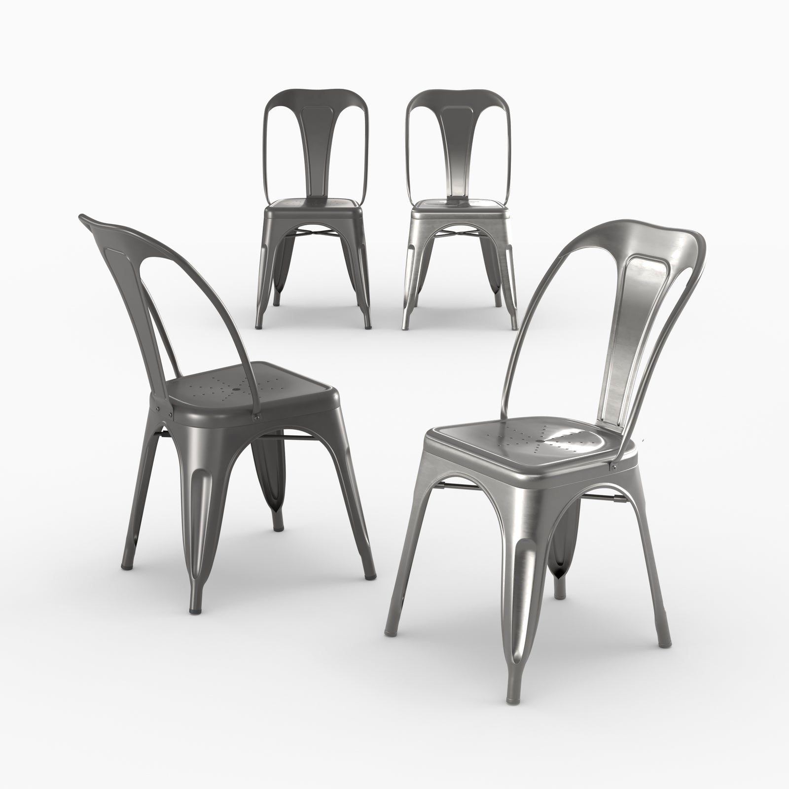 chaises indus 4 pack gris anthracite gris chrome rendez vous deco
