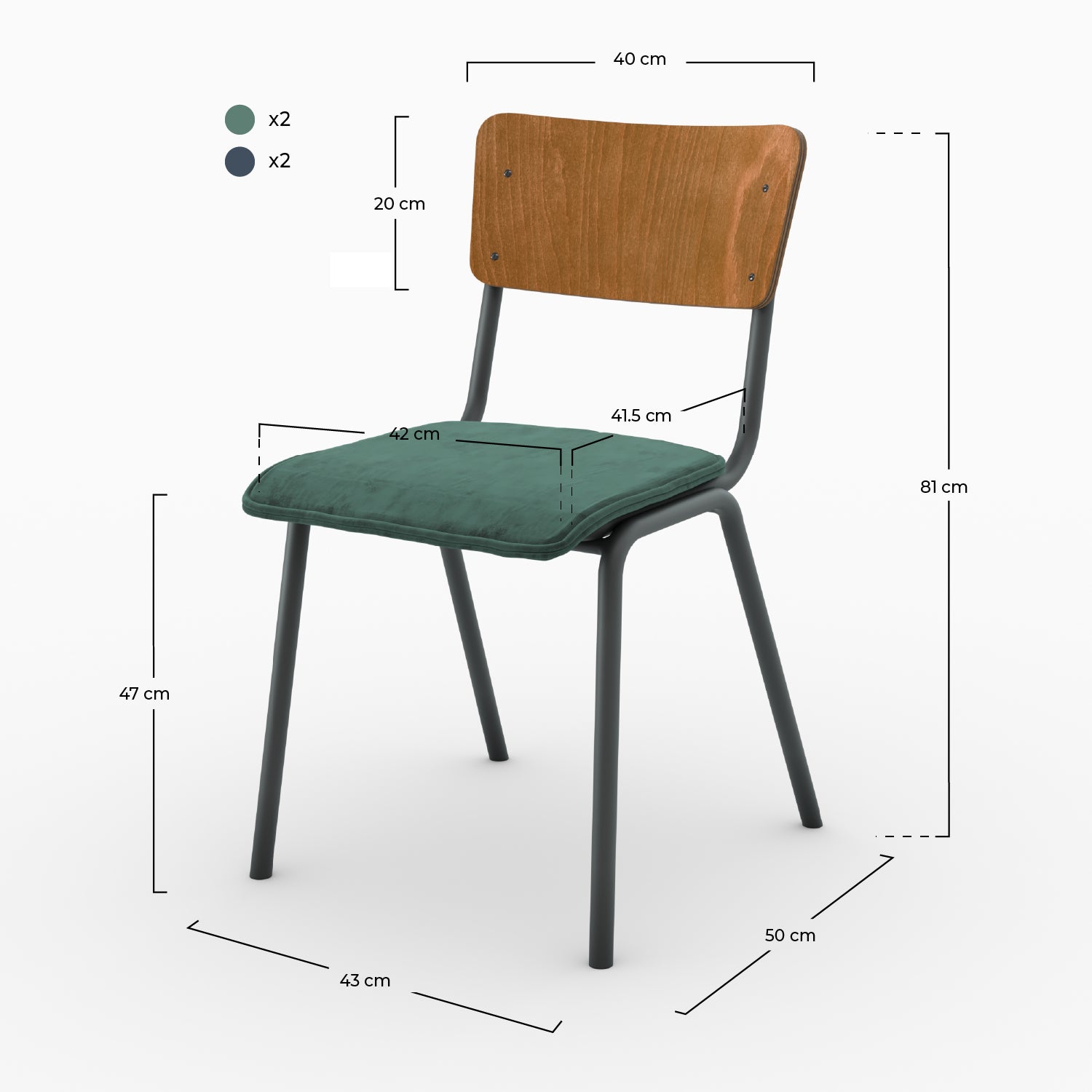 chaises nico rendez vous deco velours bleu vert pack 4