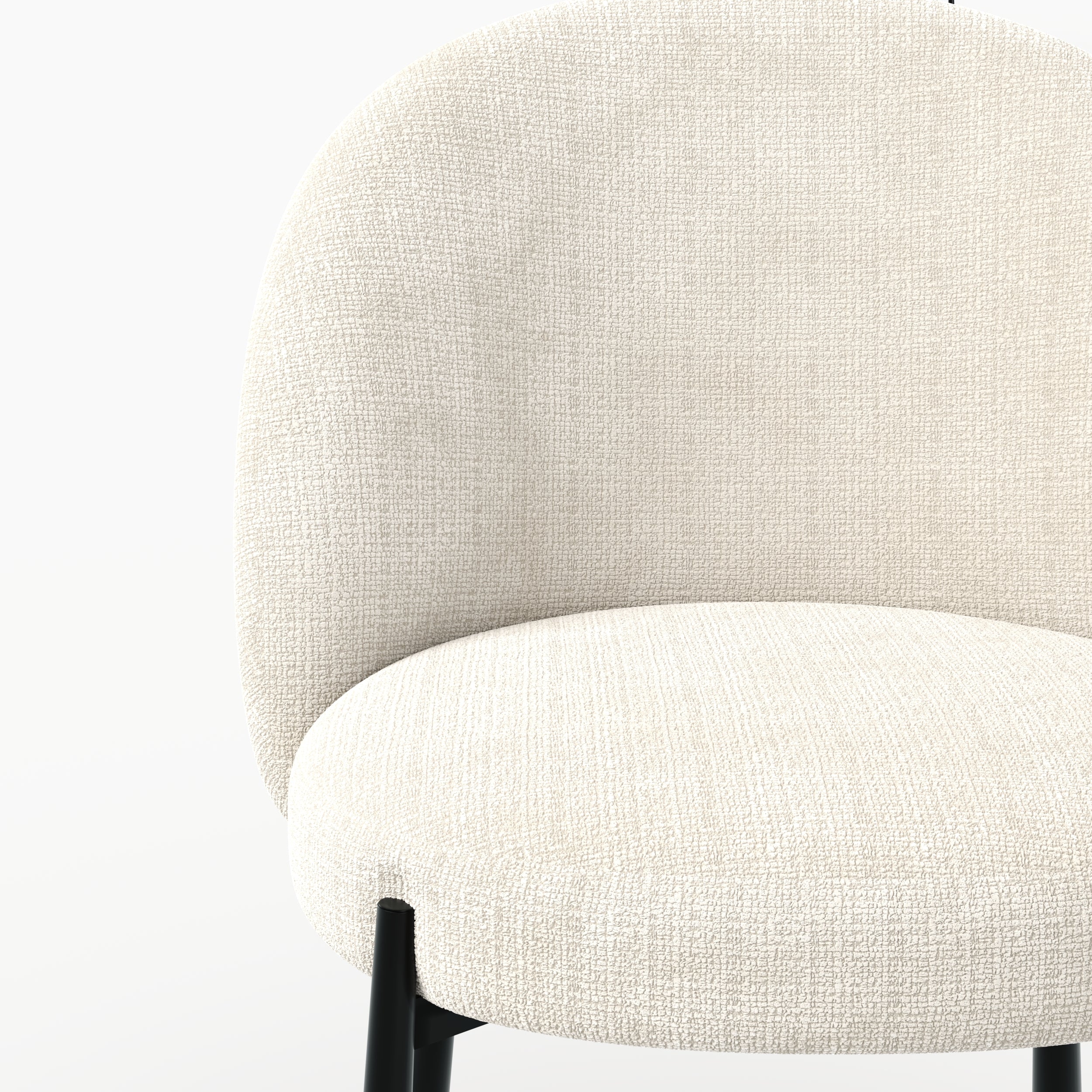 Lot de 2 chaises Pulpy en velours chenillé écru et métal noir