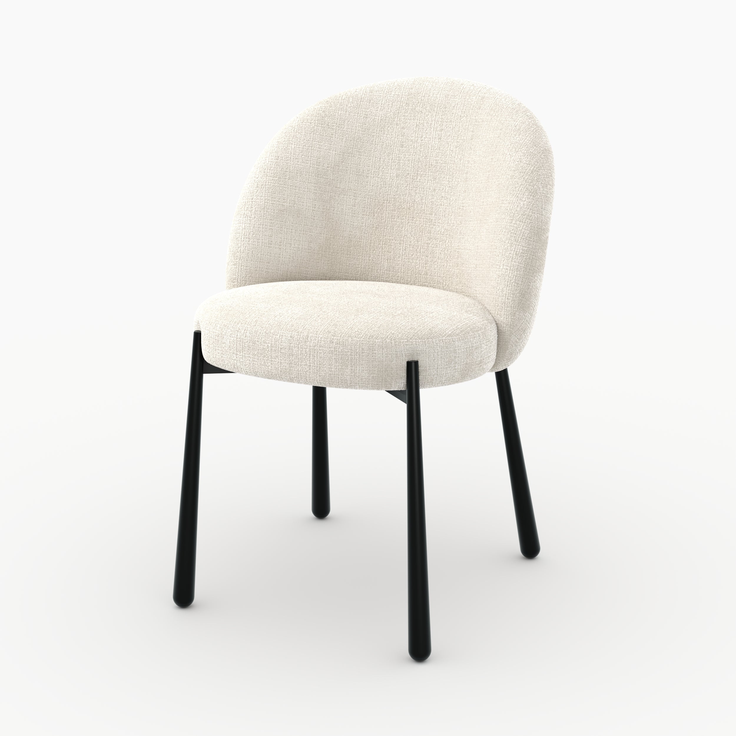 Lot de 2 chaises Pulpy en velours chenillé écru et métal noir