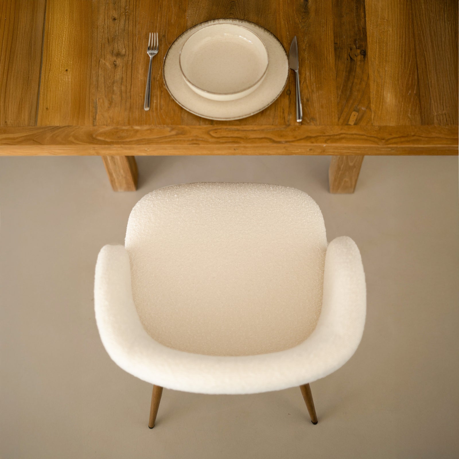 chaises swan assise boucle beige lot 2