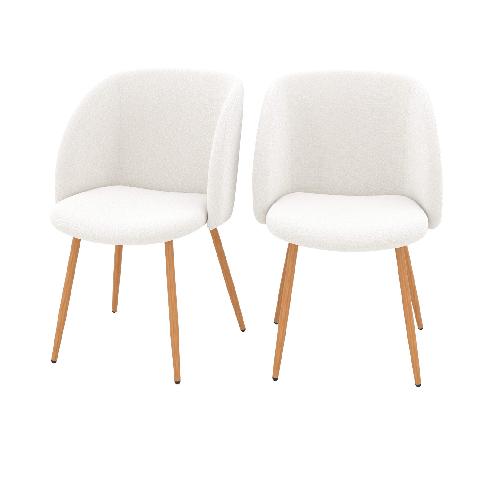 chaises swan en tissu boucle beige lot de 2 fond blanc