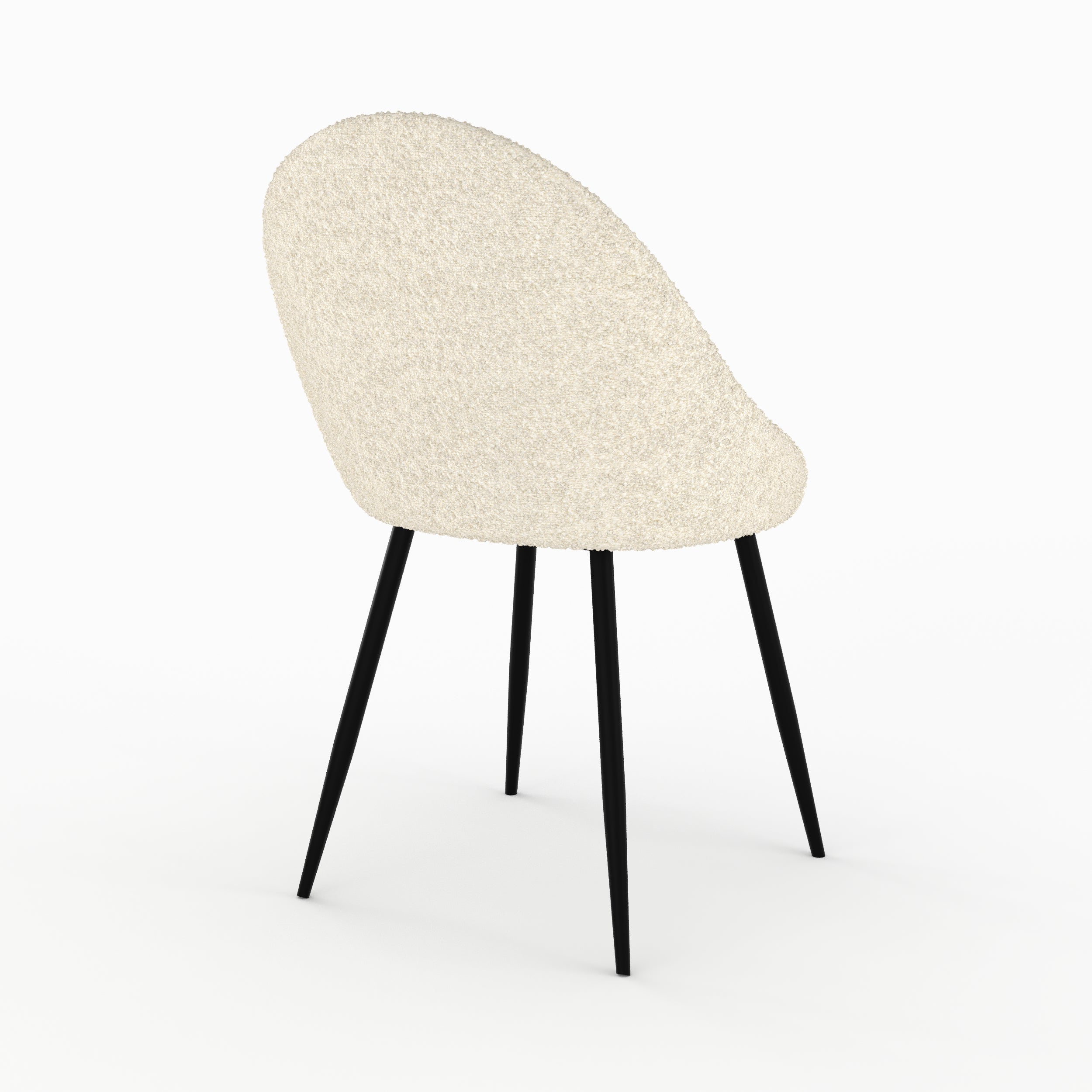 chaises tissu boucle blanc casse rona lot 2
