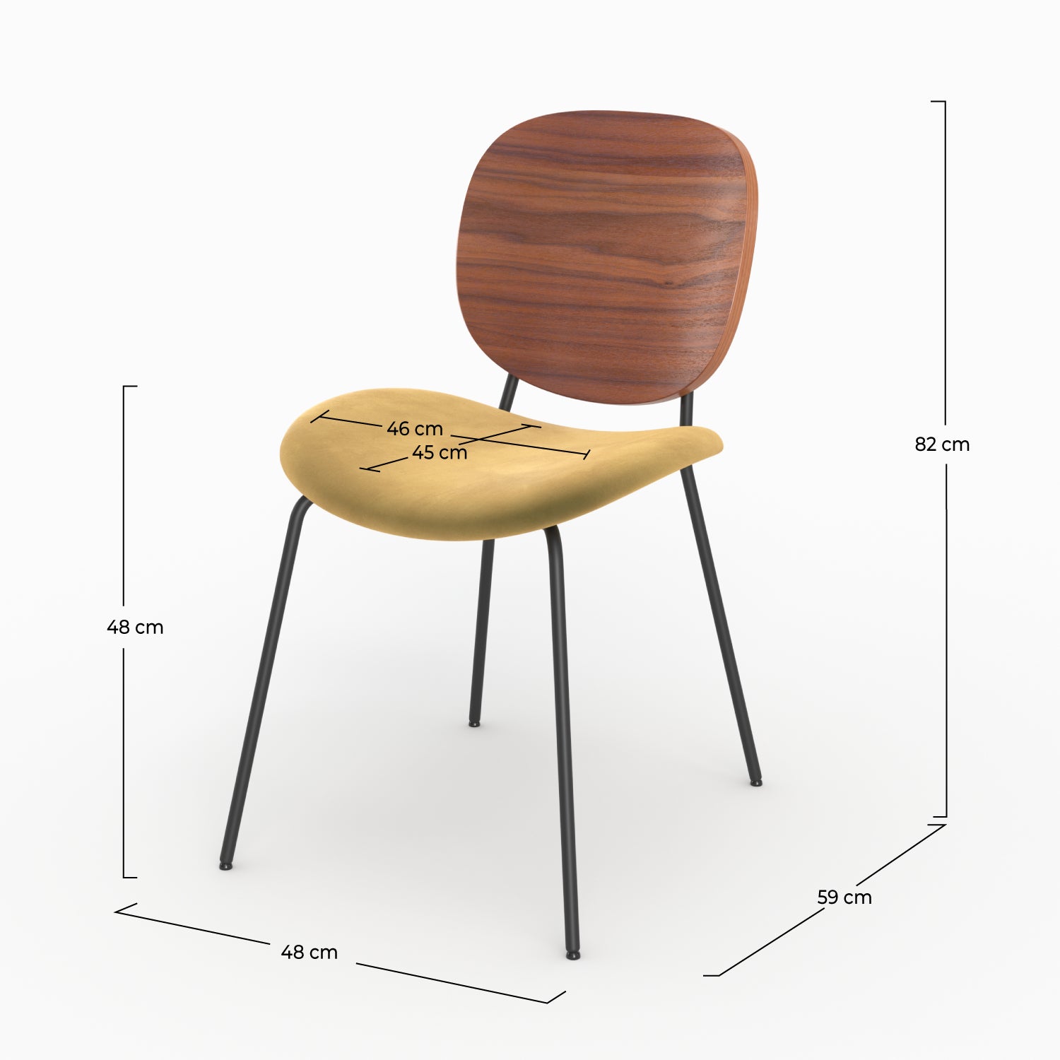 chaises velours bois jaune moutarde simone lot 2