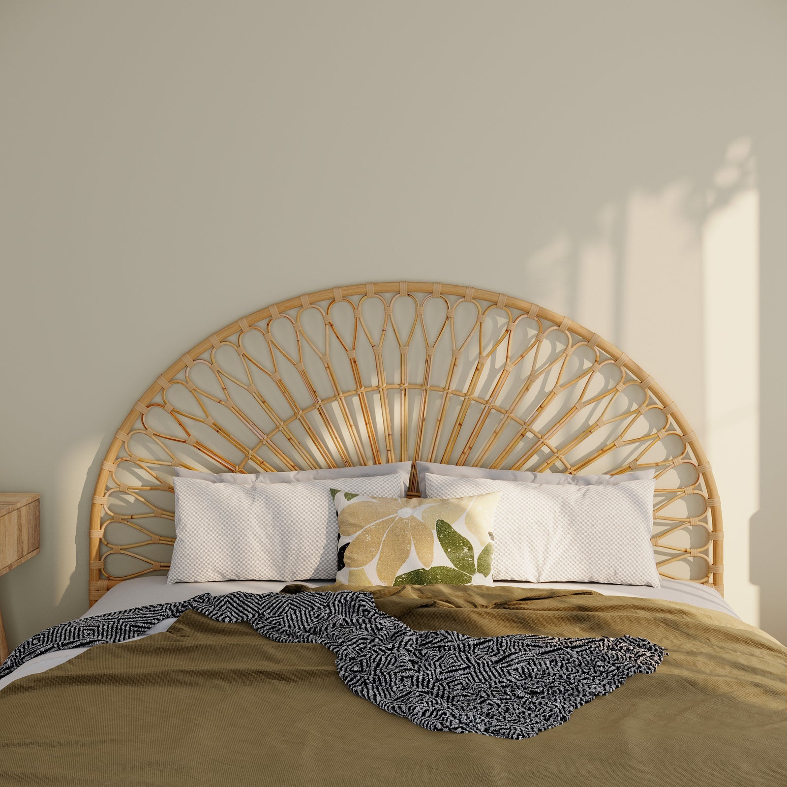 chambre boheme tete de lit en rotin bahia