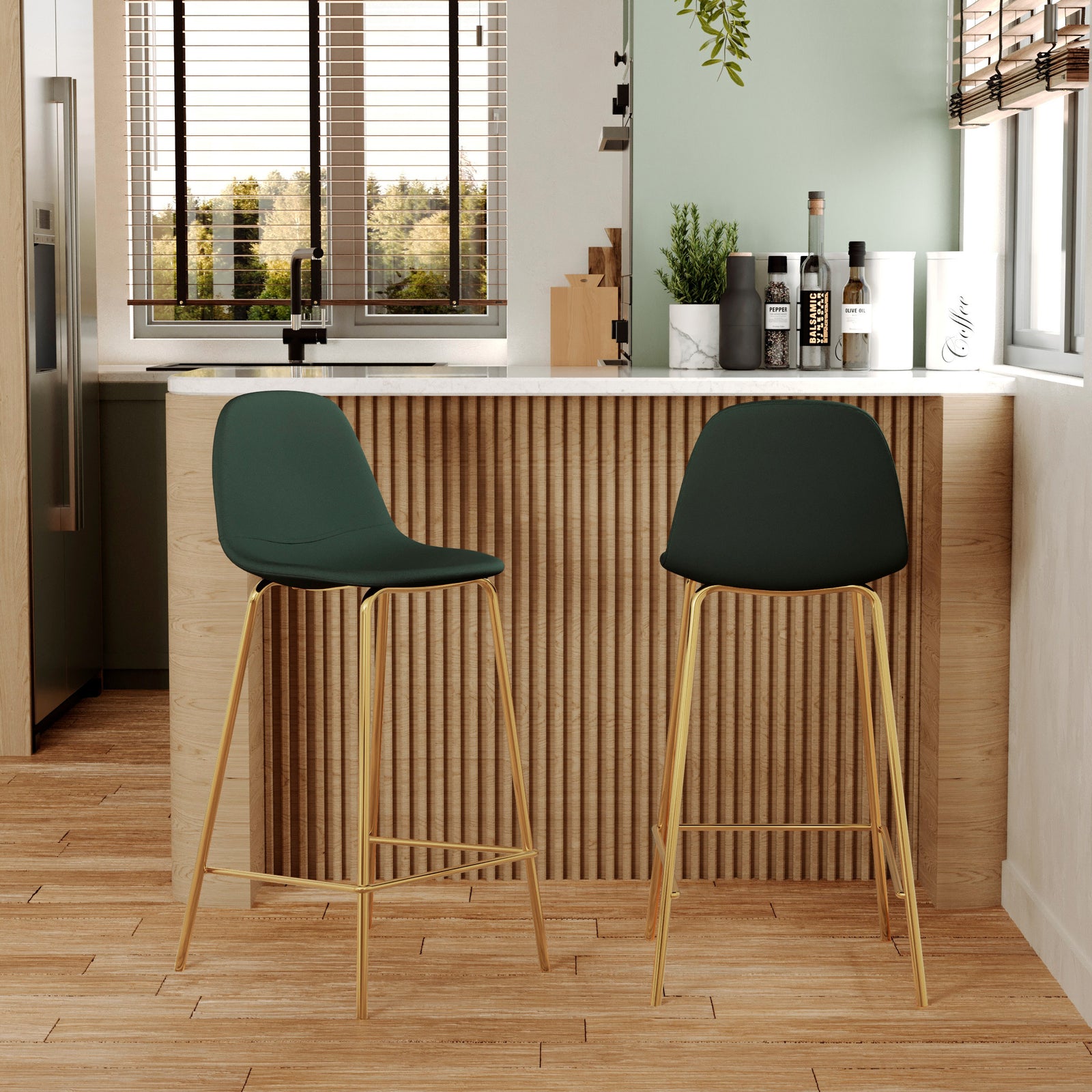 chasie de bar henrik verte 65 cm cuir dore