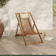 Chilienne de jardin Nacpan en bois d'acacia et tissu écru