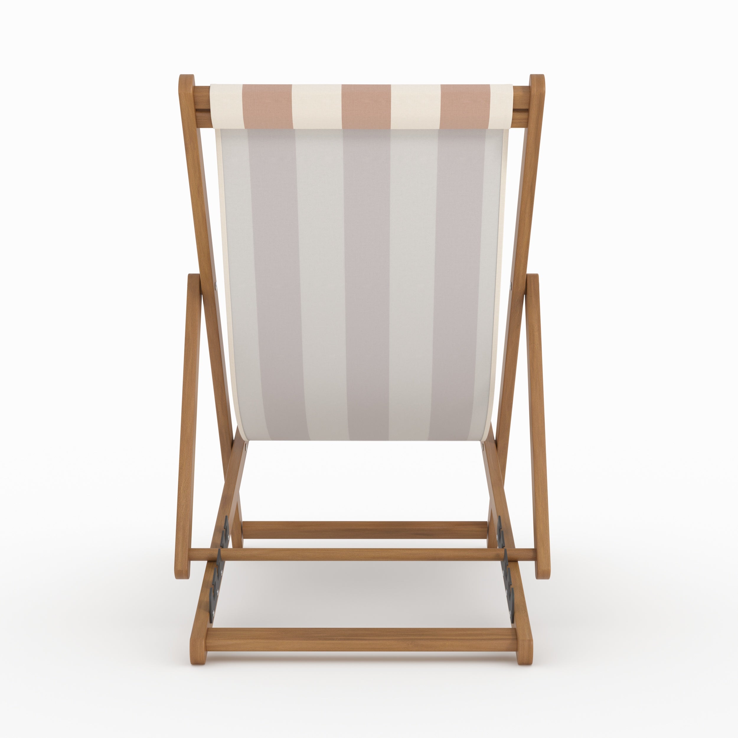 Lot de 2 chiliennes de jardin Bohol en bois d'acacia et tissu rayé écru et taupe