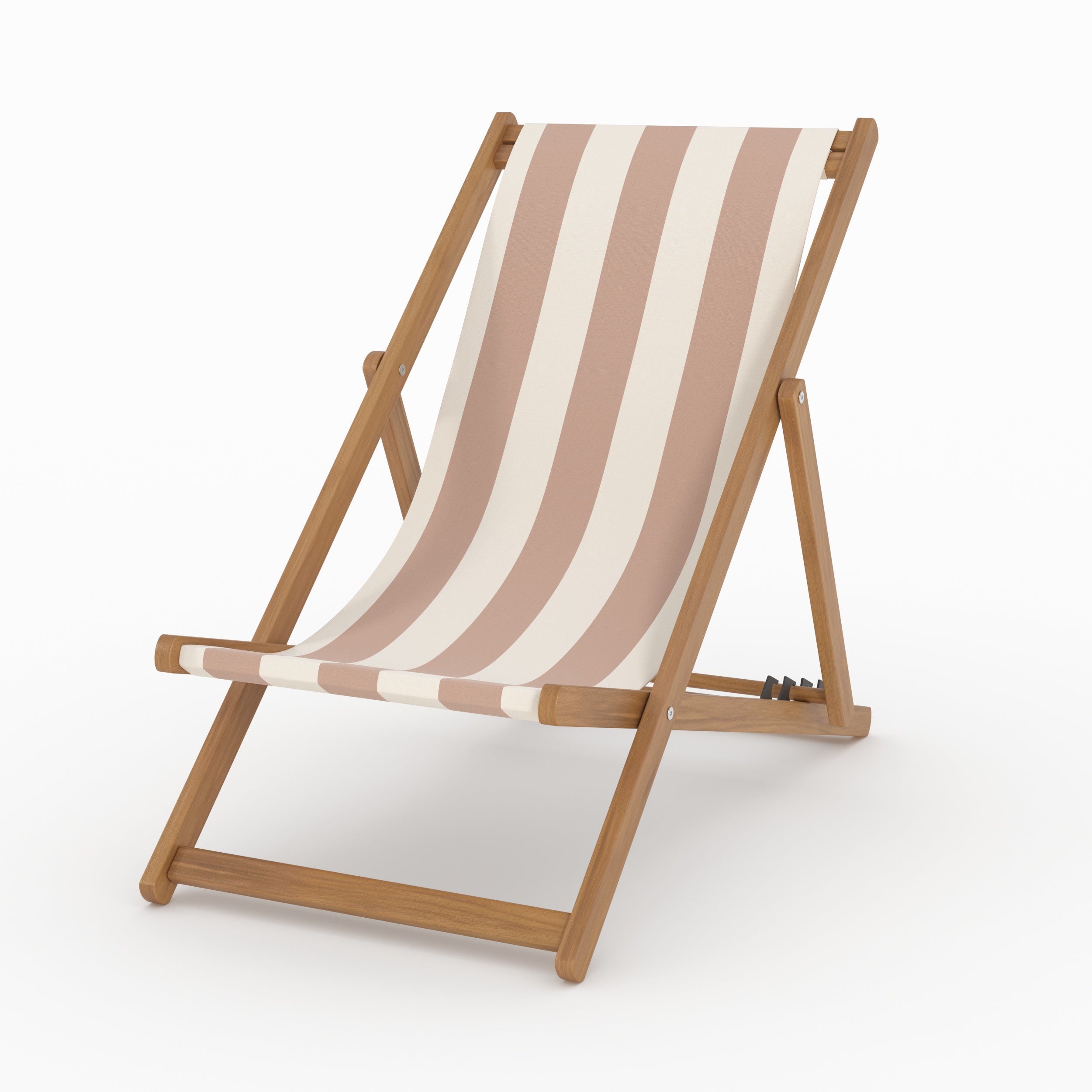 Lot de 2 chiliennes de jardin Bohol en bois d'acacia et tissu rayé écru et taupe