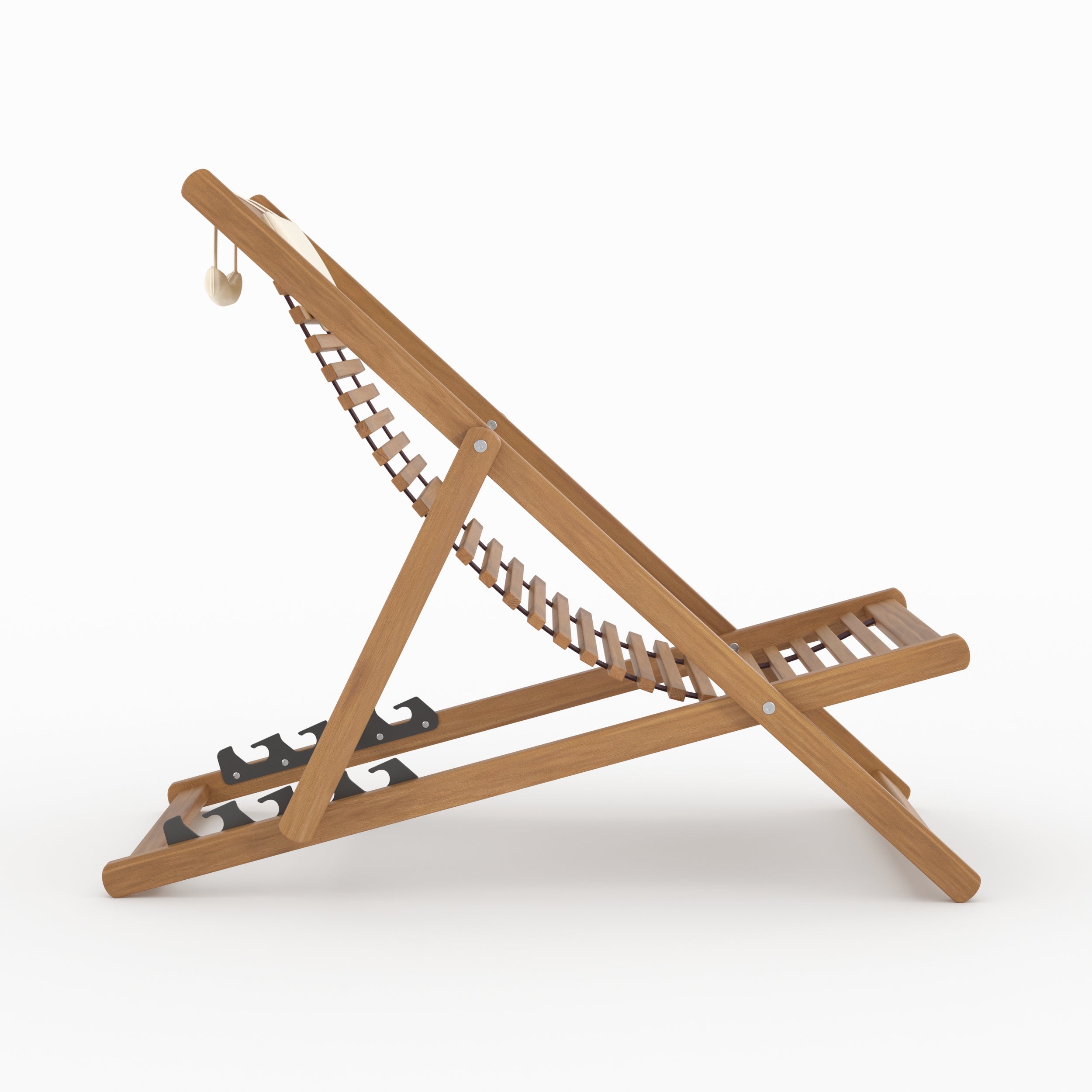 Chilienne de jardin Nacpan en bois d'acacia et tissu écru