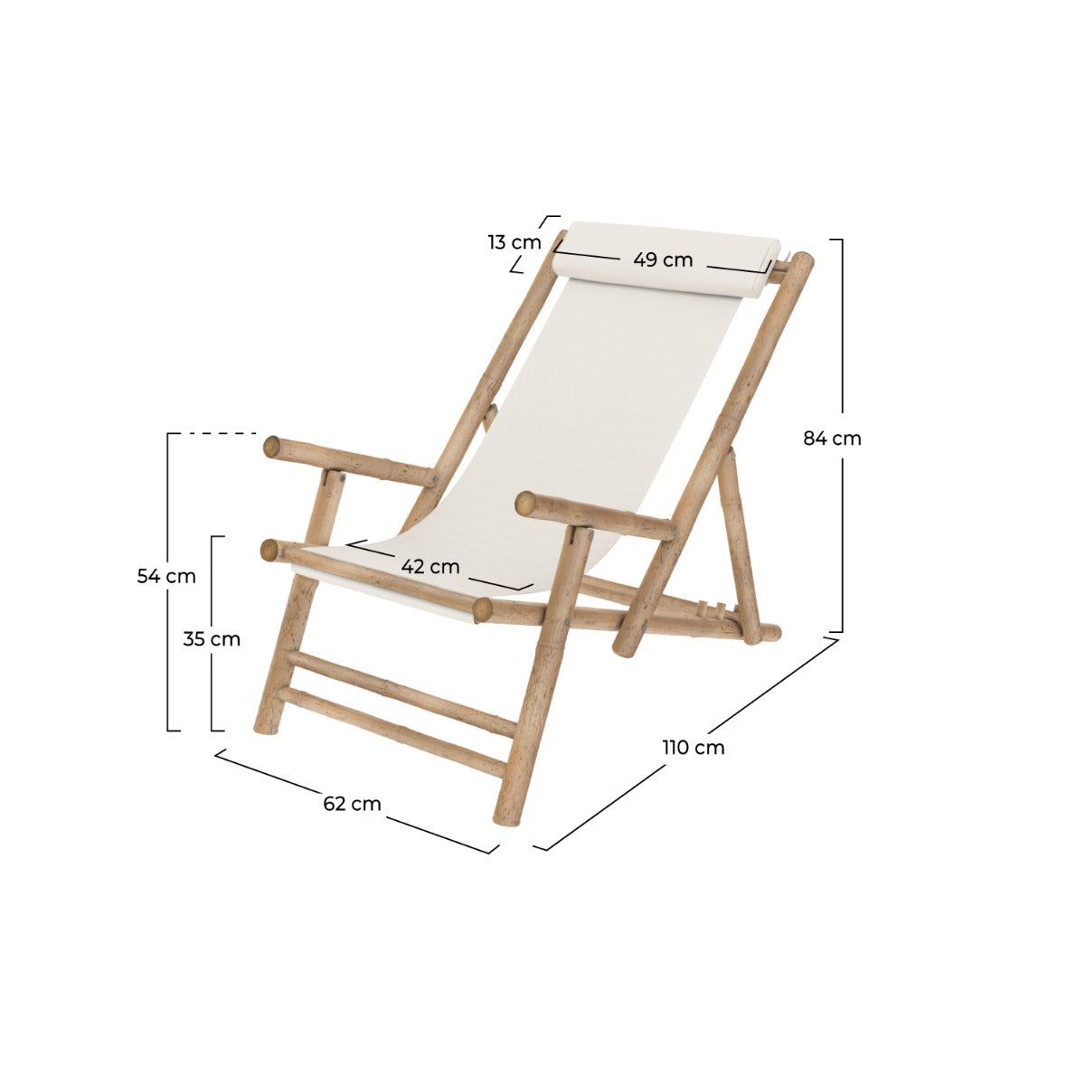 chilienne vadella en bambou et toile blanche 