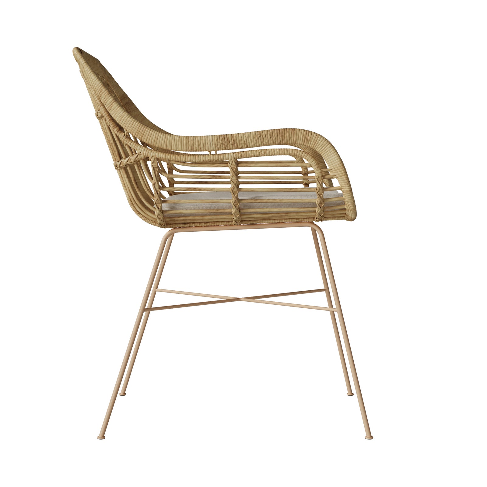 chiloe chaise en rotin pieds et coussin beige