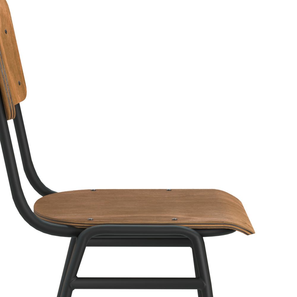 clem chaise de bar ecolier 75 cm pieds metal bois fonce