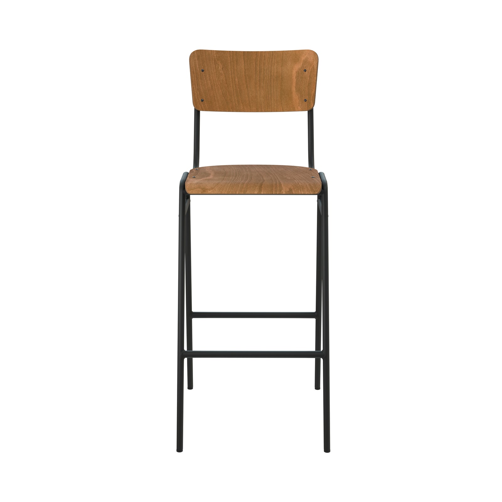 clem chaise de bar ecolier bois fonce pieds metal 75 cm