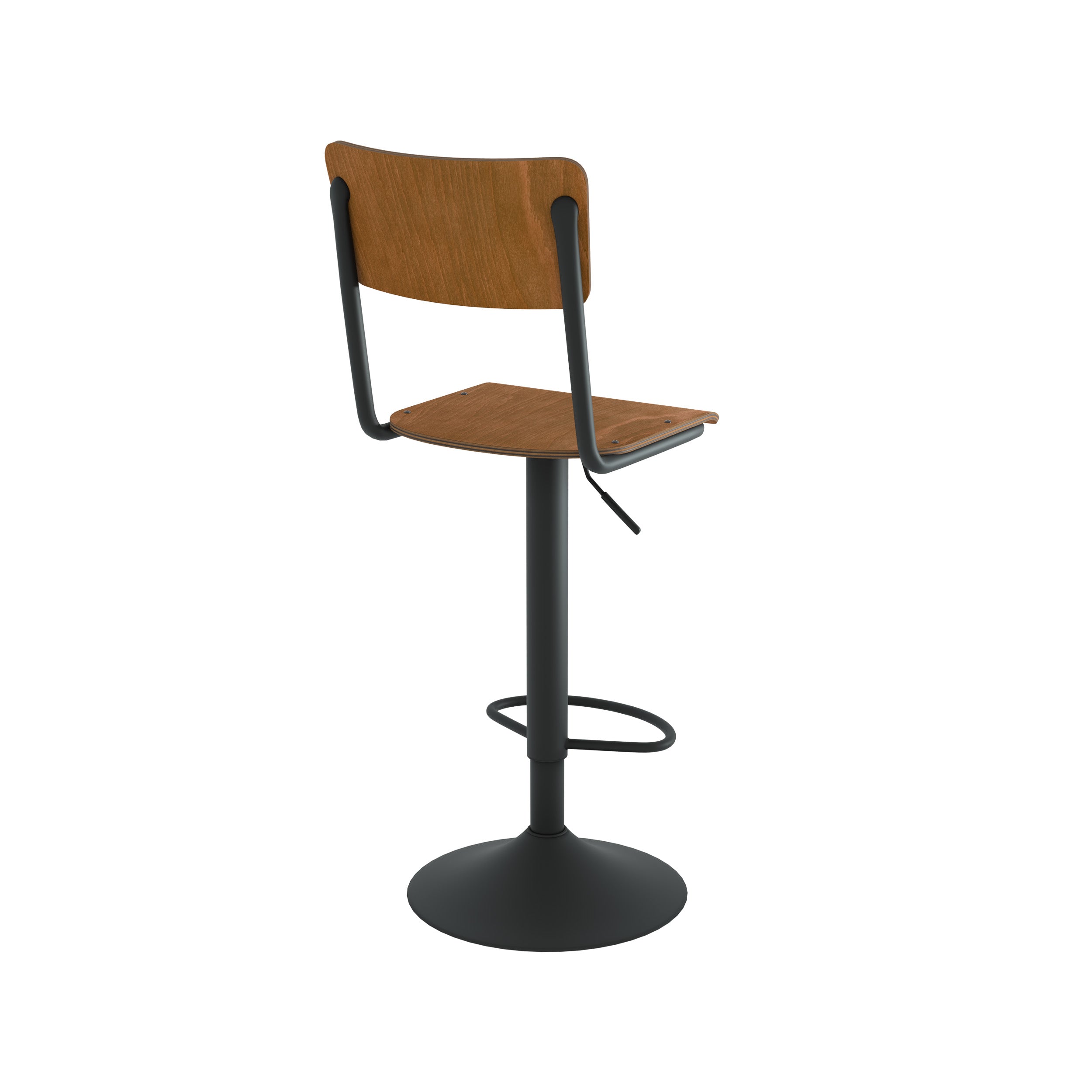 clem chaise de bar pivotante reglable en hauteur bois fonce